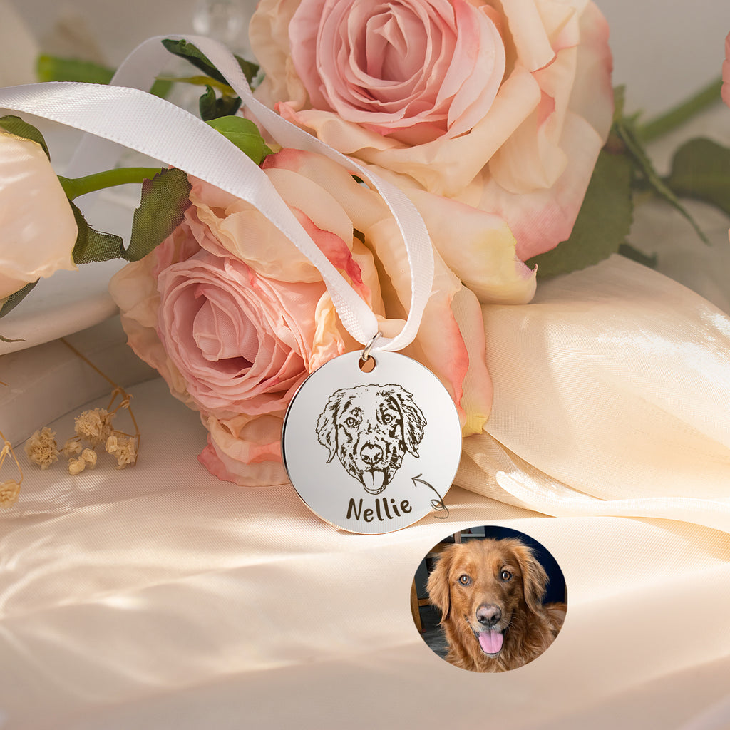 Round Pet Portrait Wedding Bouquet Charm