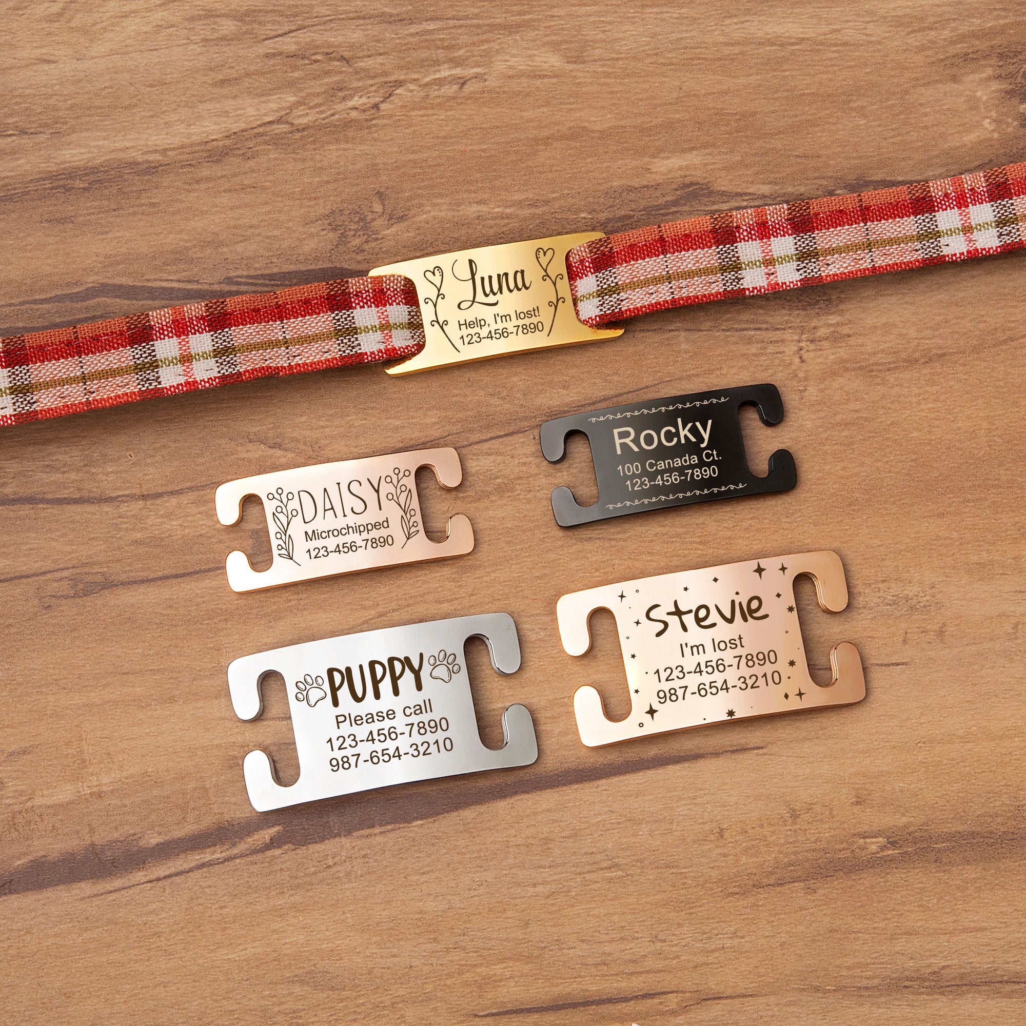 Slide-On Pet ID Tag with Designs