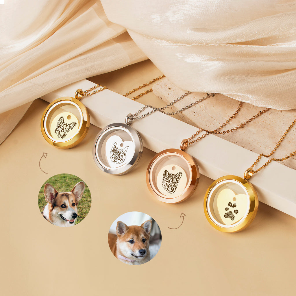 Pet Portrait Charm Locket Necklace