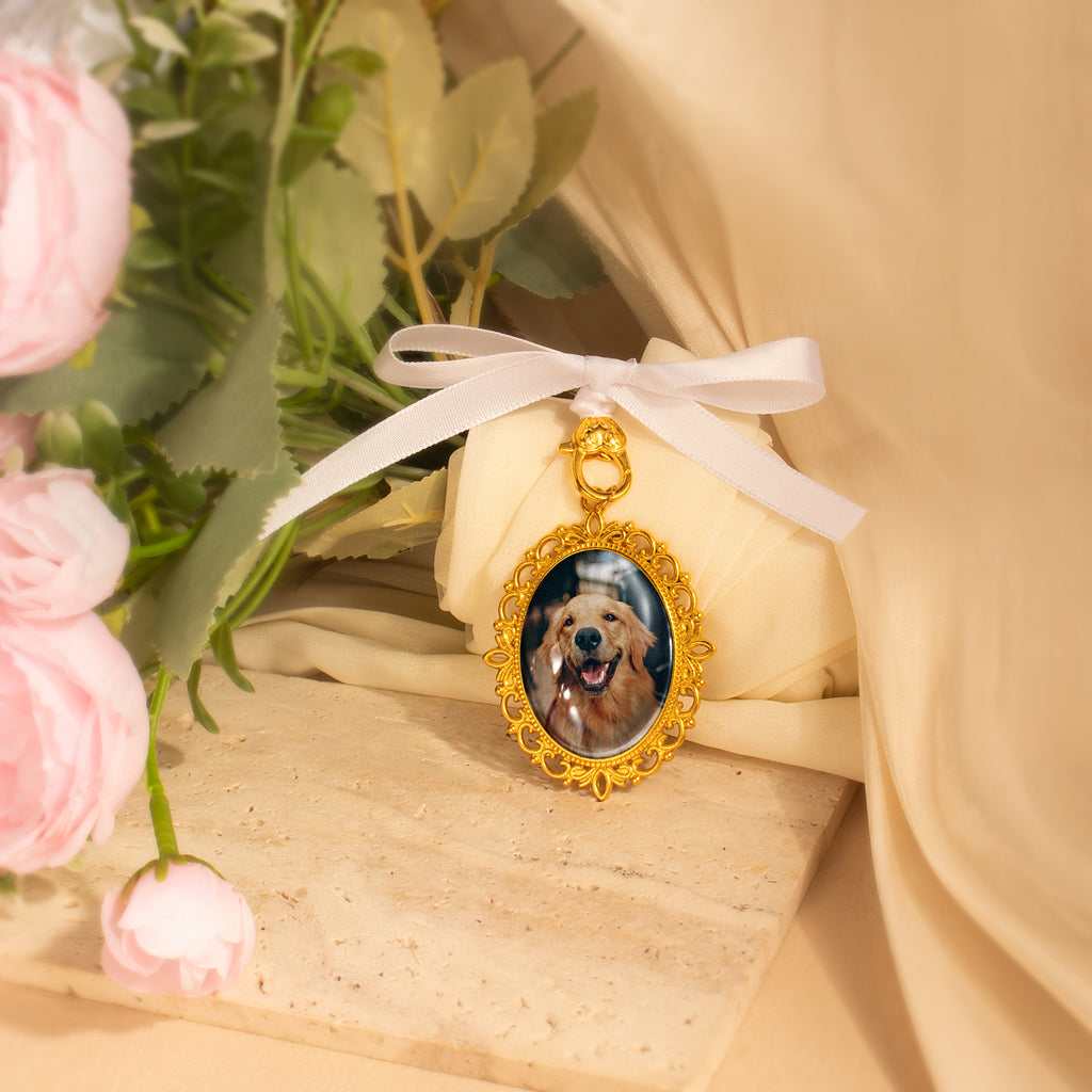 Reversible Pet Memorial Photo Ribbon Brooch