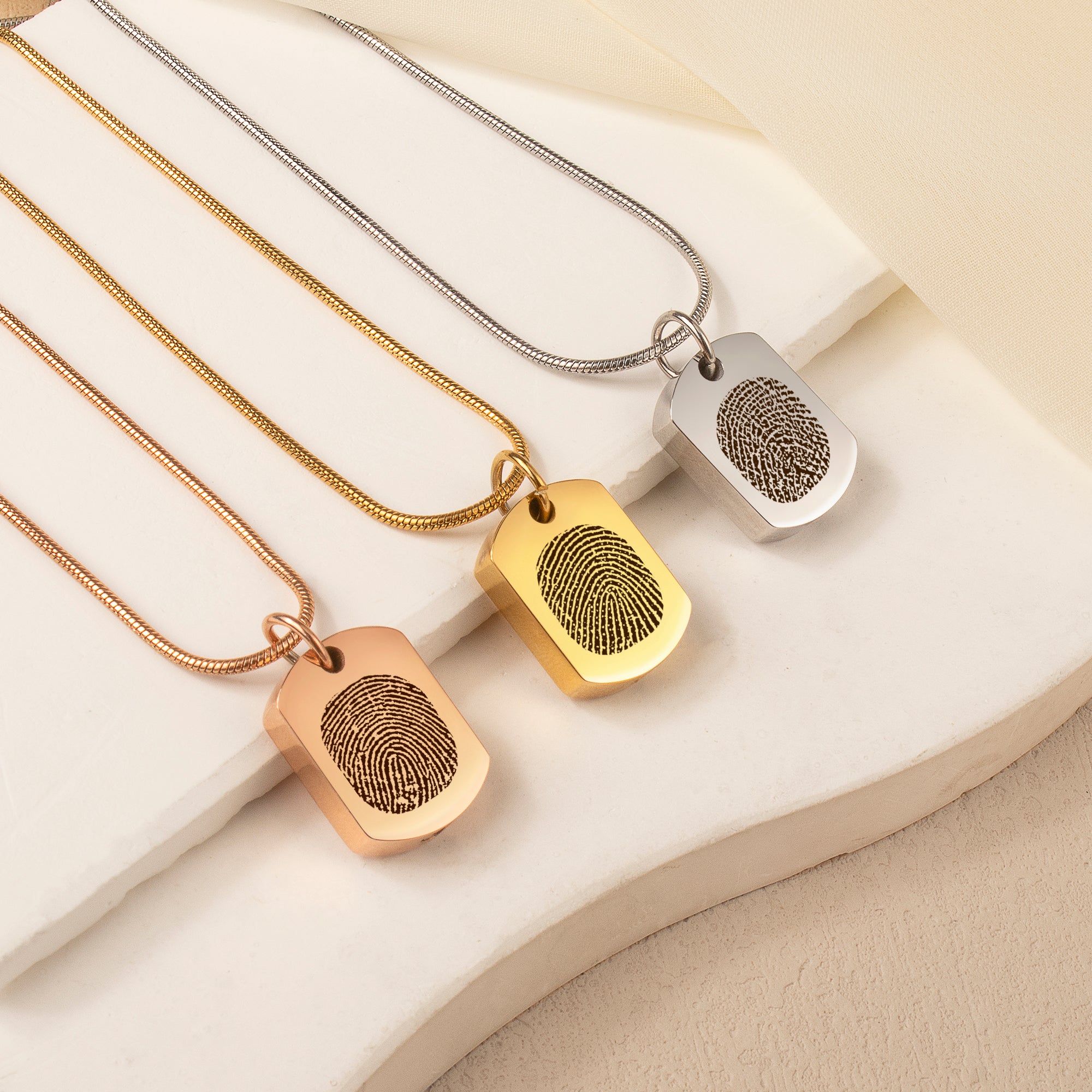 Fingerprint Memorial Dog Tag Necklace