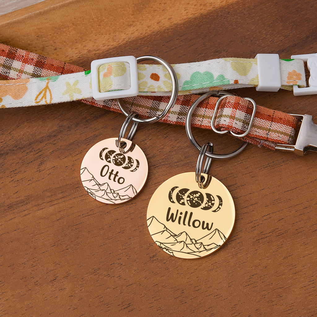 Moon Phases Round ID Pet Tag