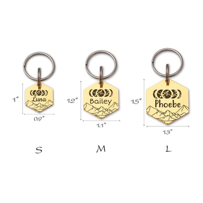 Personalized Moon Phases Hexagon Shaped Pet ID Dog Tag for Cat or Dog