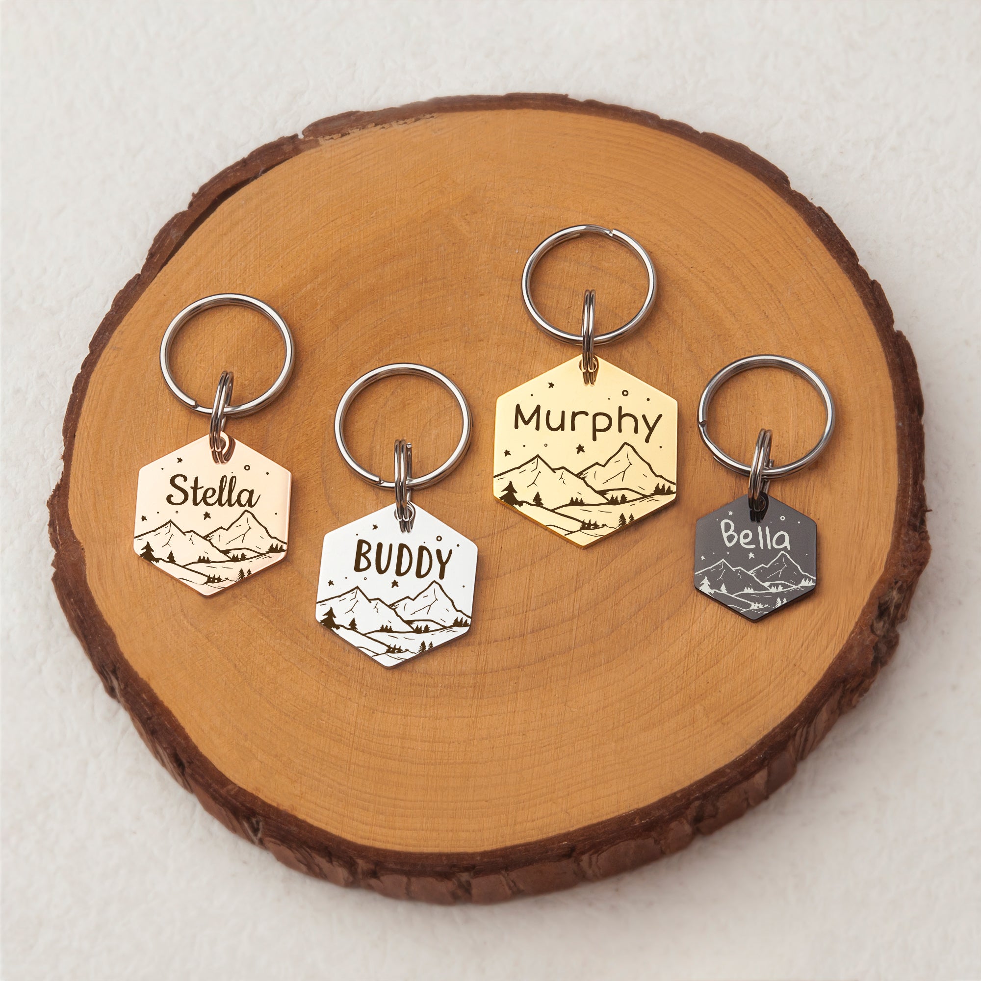 Mountain Starry Sky Hexagon Pet ID Dog Tag