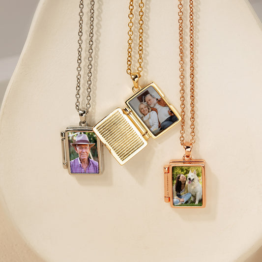 Personalized Family Photo Memries Locket-Style Necklace