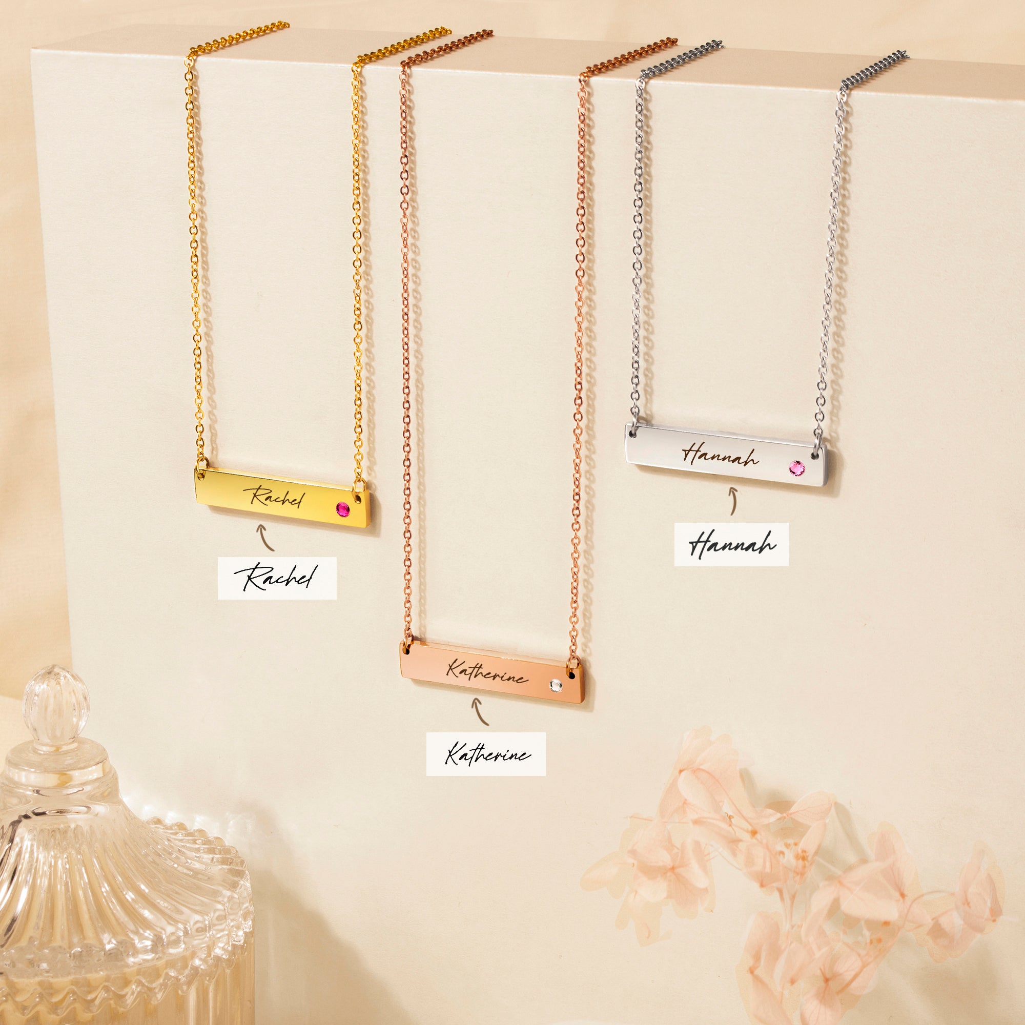 Birthstone Bar Handwriting Necklace