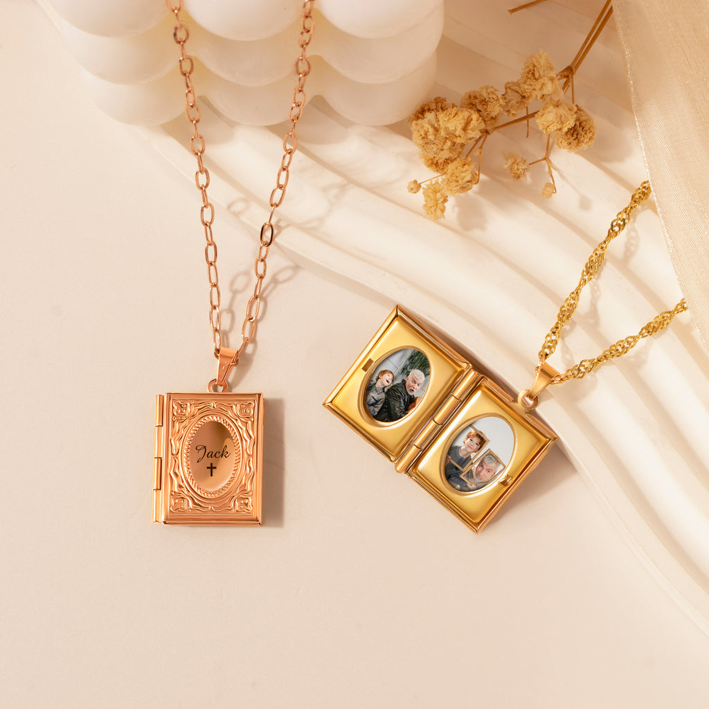 18K Gold Vintage Square Locket Necklace