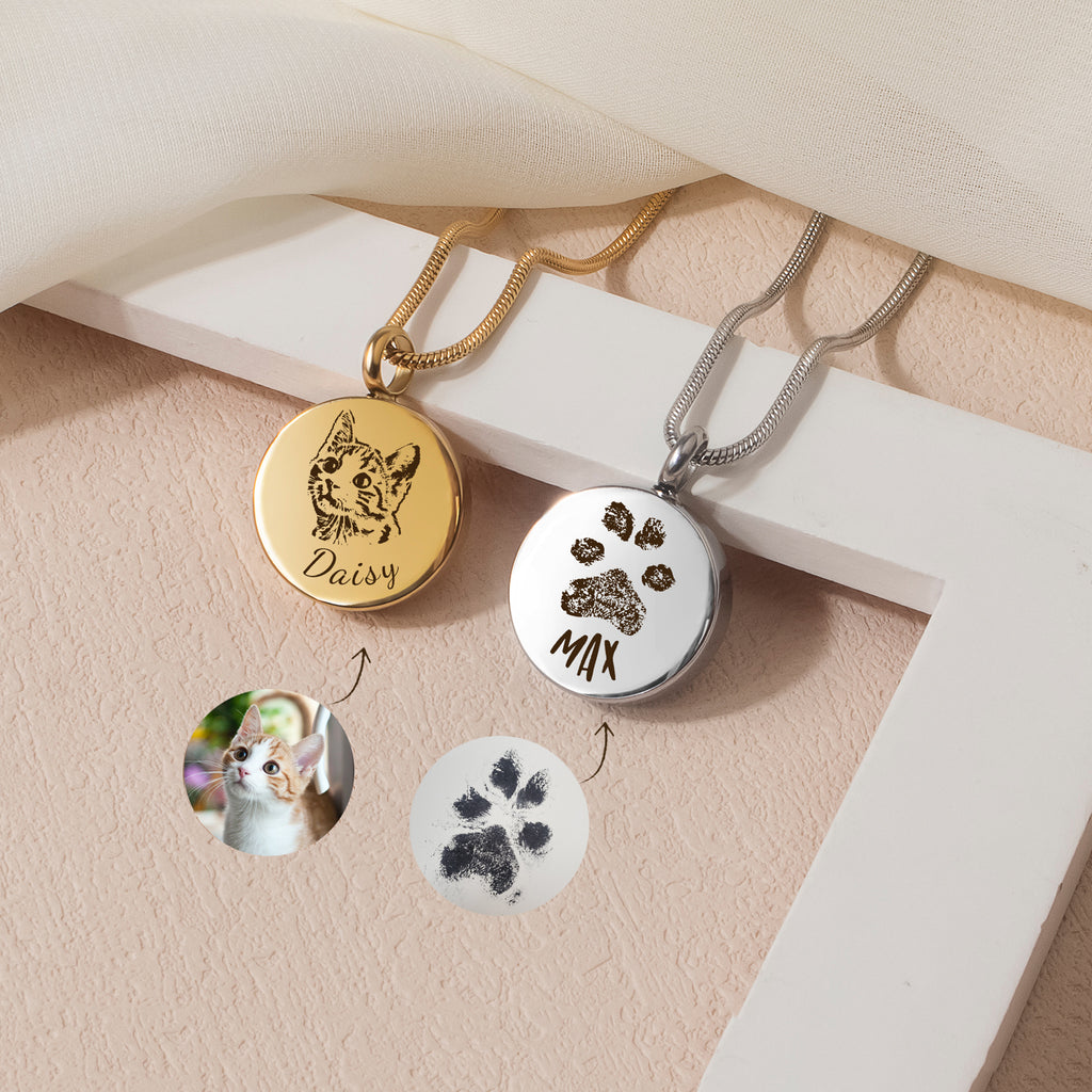 Pet Portrait Round Memorial Necklace
