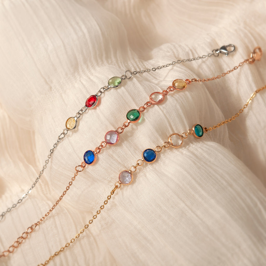 Birthstone Connecter Charm Bracelet