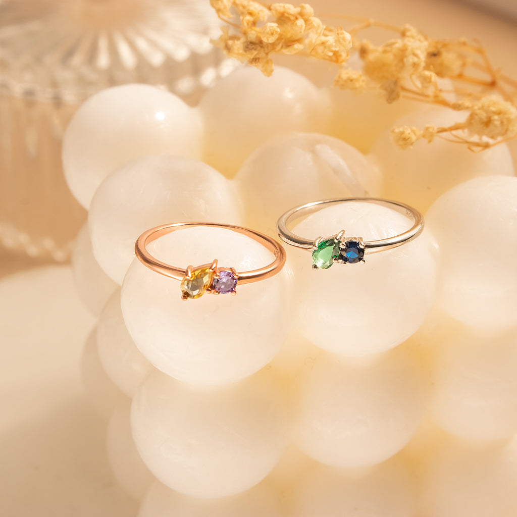 Round & Teardrop Shaped Birthstone Ring