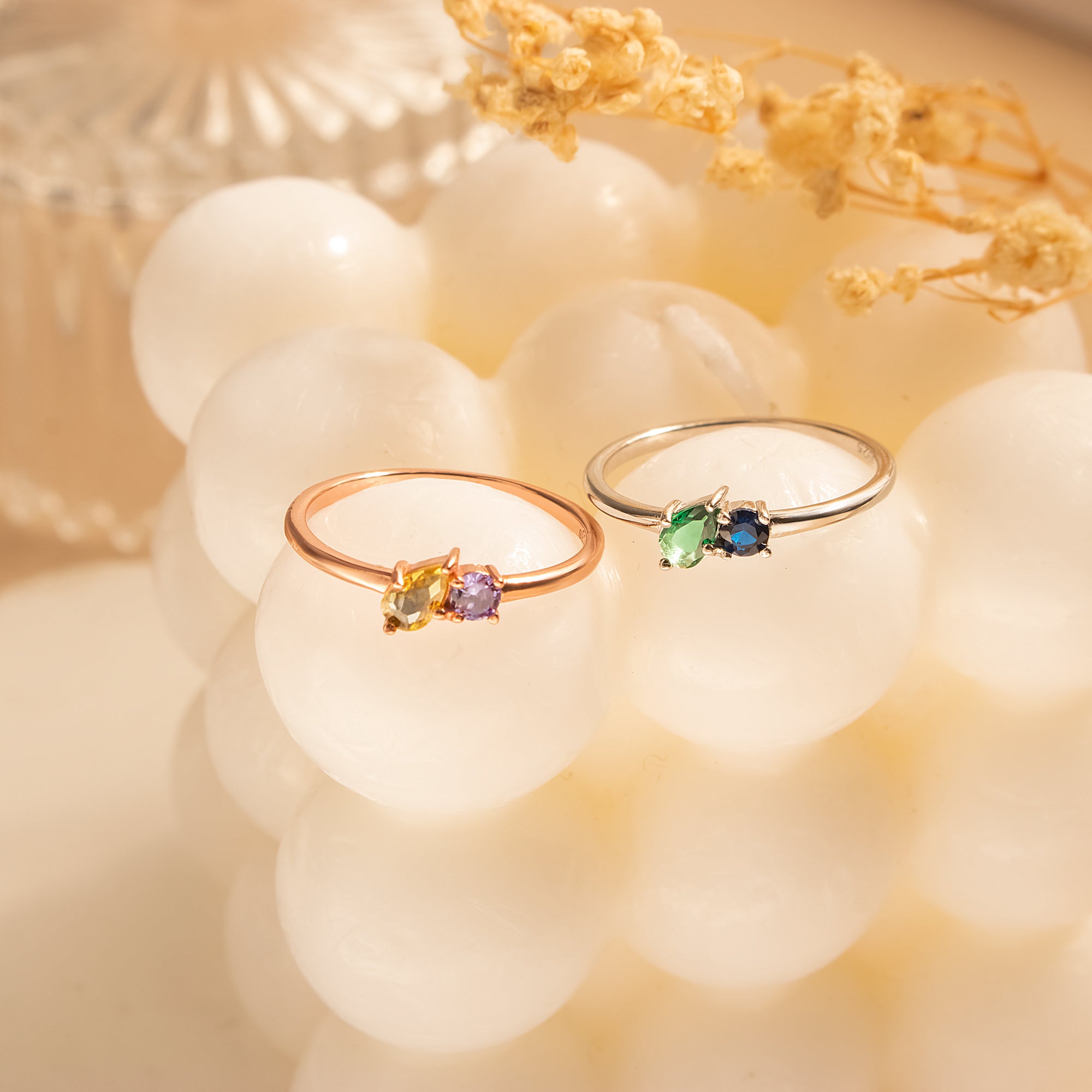 Round & Teardrop Shaped Birthstone Ring