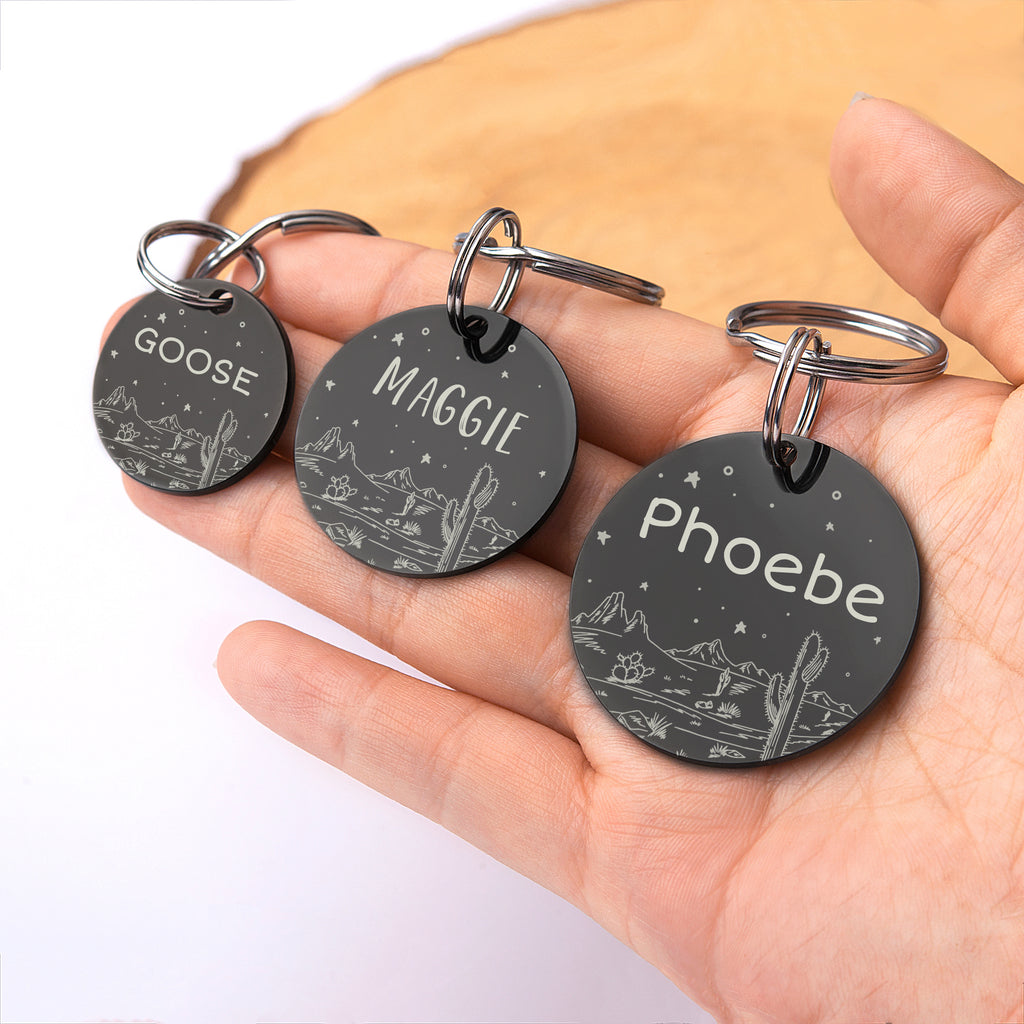 Desert Starry Sky Round Pet ID Dog Tag