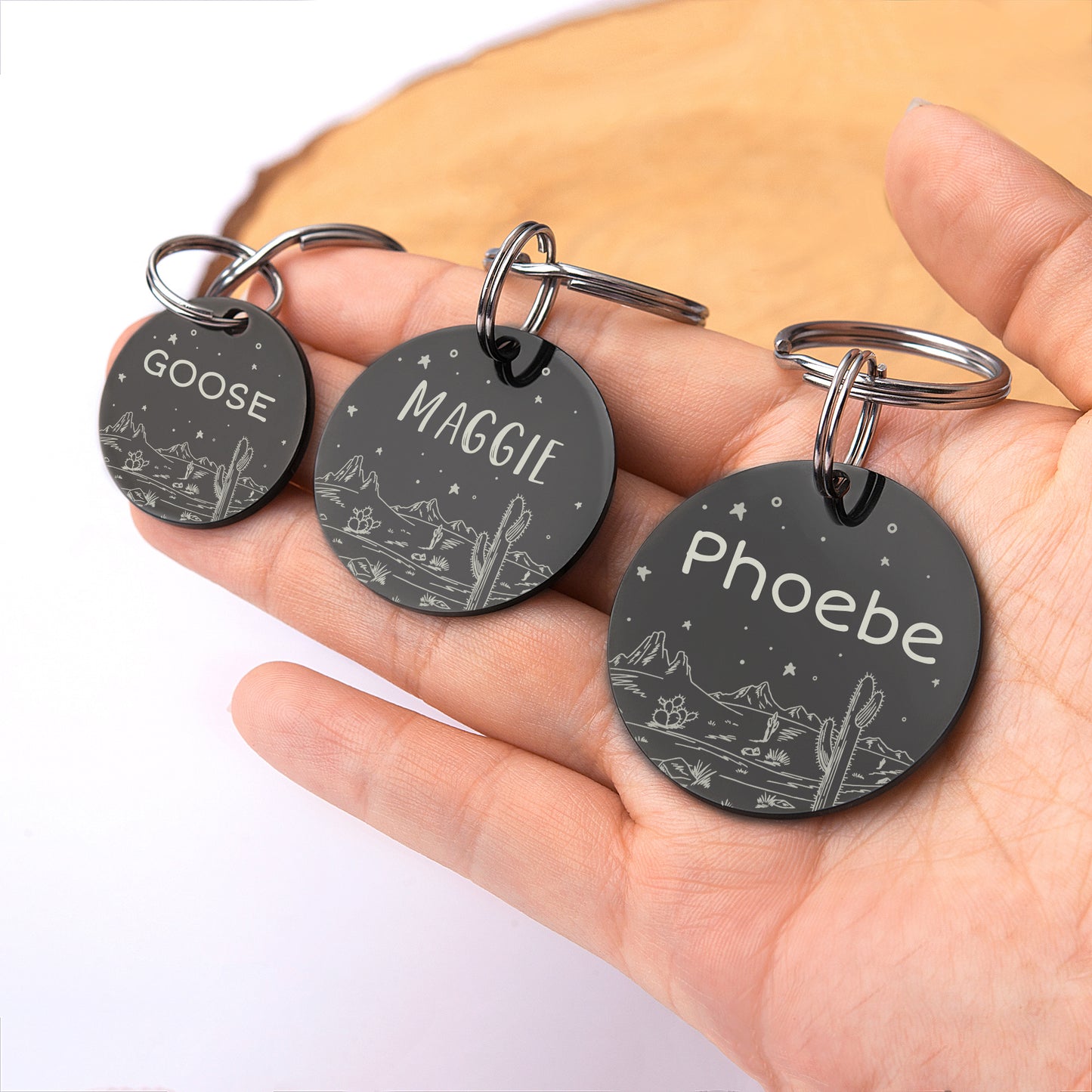 Personalized Desert Starry Sky Round Shaped Pet ID Dog Tag for Cat or Dog