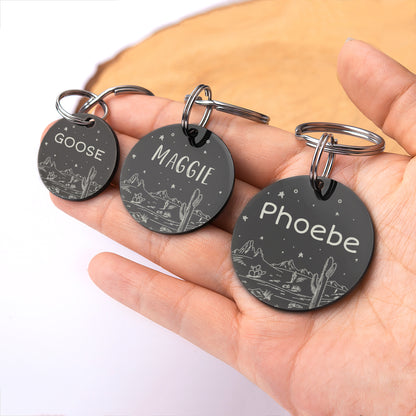 Personalized Desert Starry Sky Round Shaped Pet ID Dog Tag for Cat or Dog