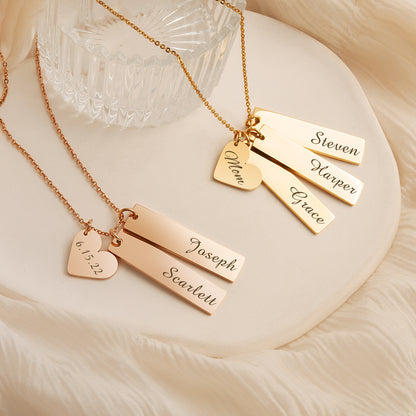 Custom Heart and Bar Name Necklace