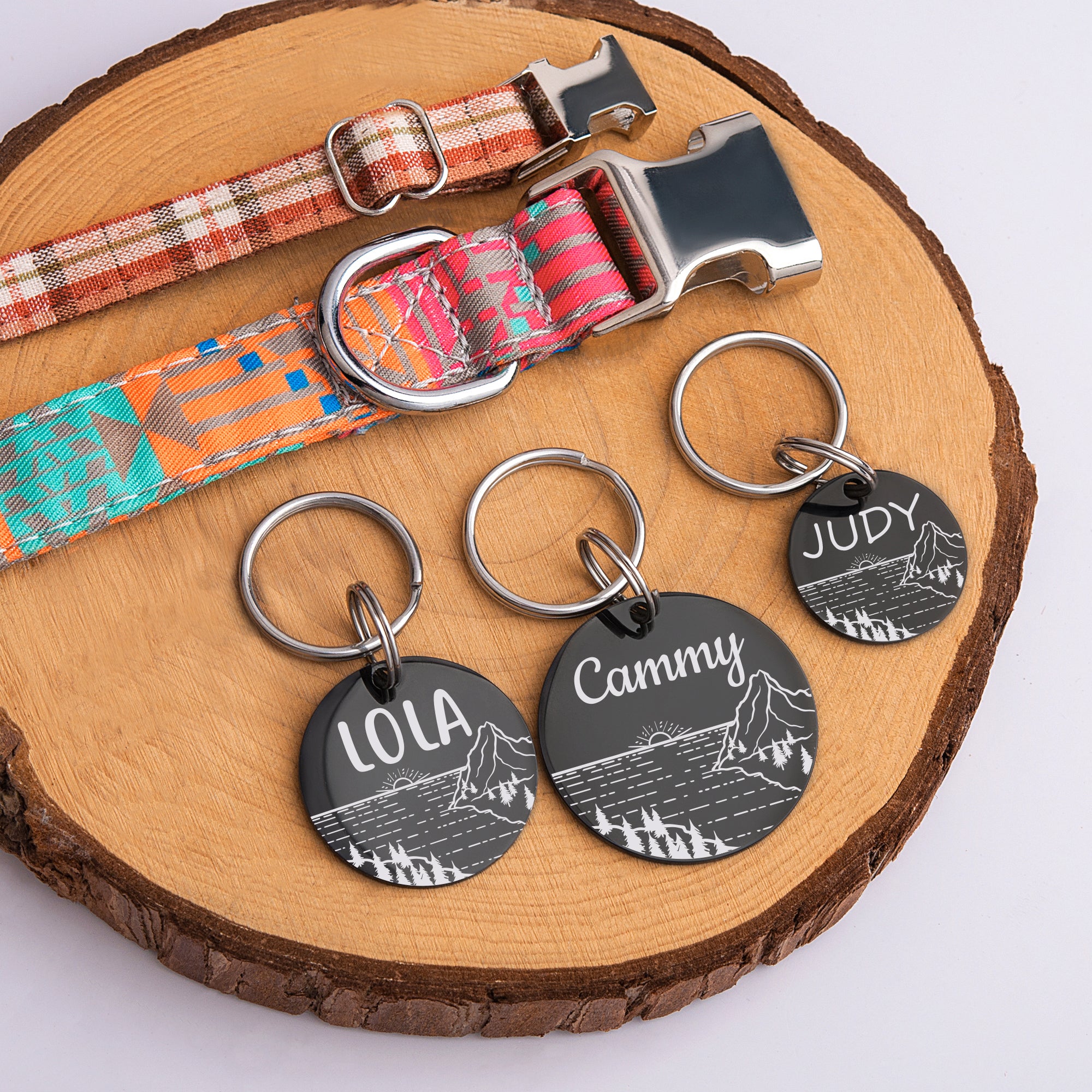 Sunset by the Bay Round Pet ID Dog Tag