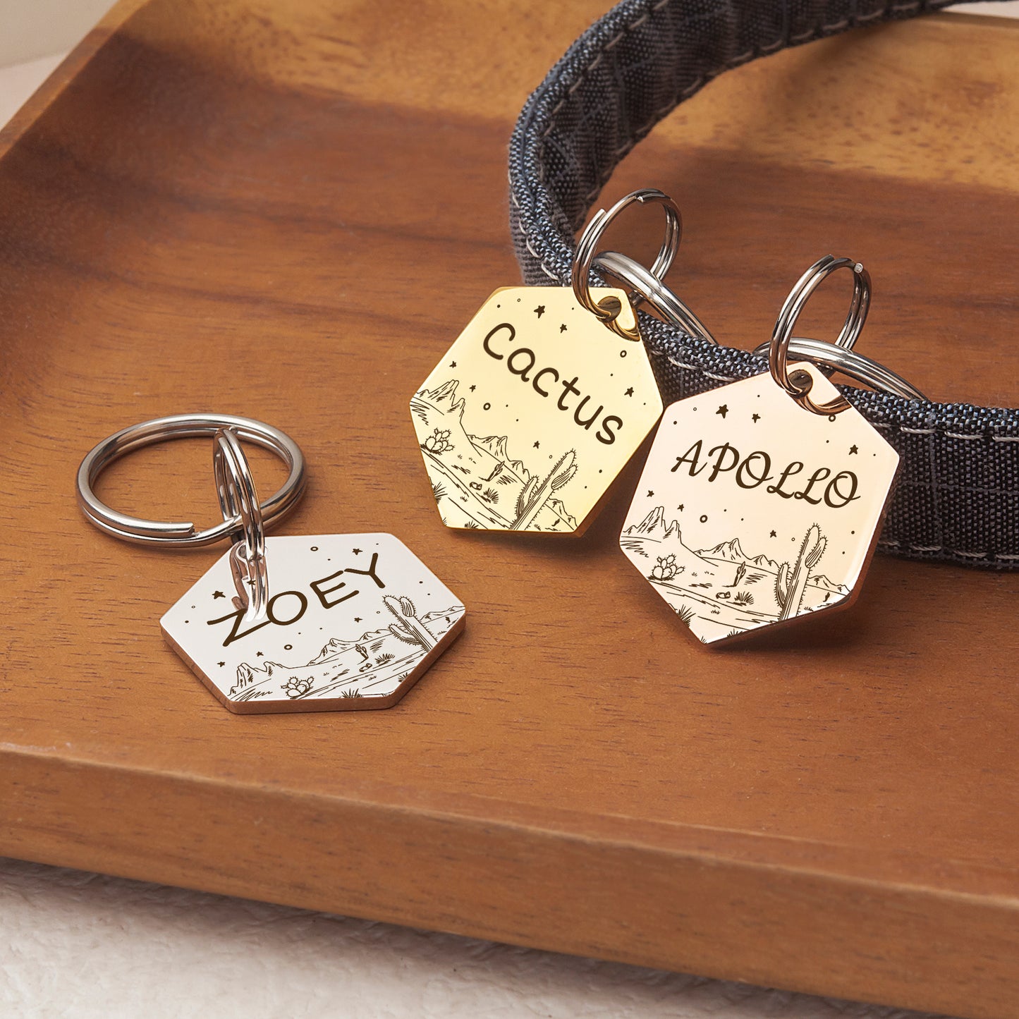 Personalized Desert Starry Sky Hexagon Shaped Pet ID Dog Tag for Cat or Dog