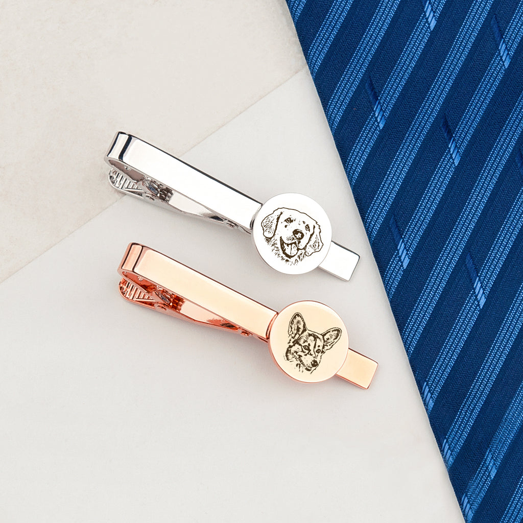 Custom Pet's Portrait Brass Tie Clip