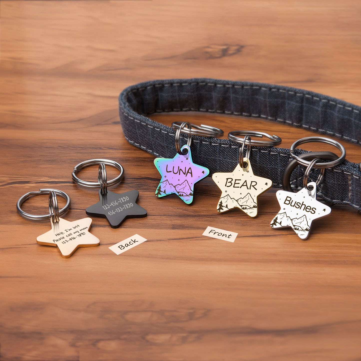 Personalized Mountain Starry Sky Star Shaped Pet ID Dog Tag for Cat or Dog