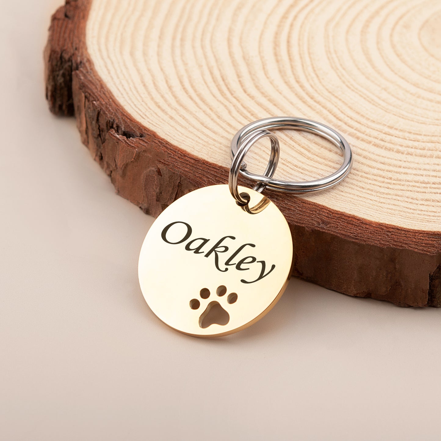 Round Shaped Paw Print Cut-Out Pet ID Dog Tag