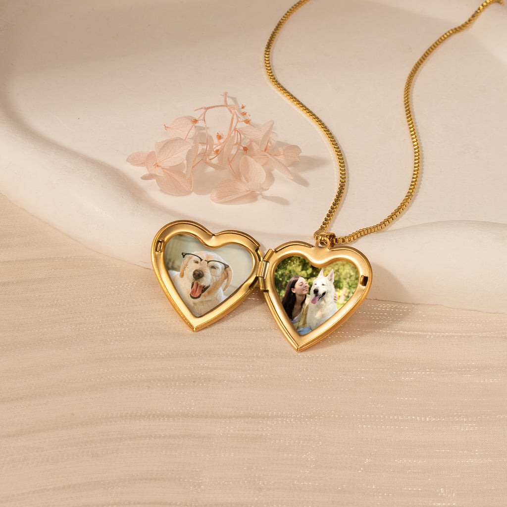 Raise Heart Photo Heart Pet Memorial Locket Necklace