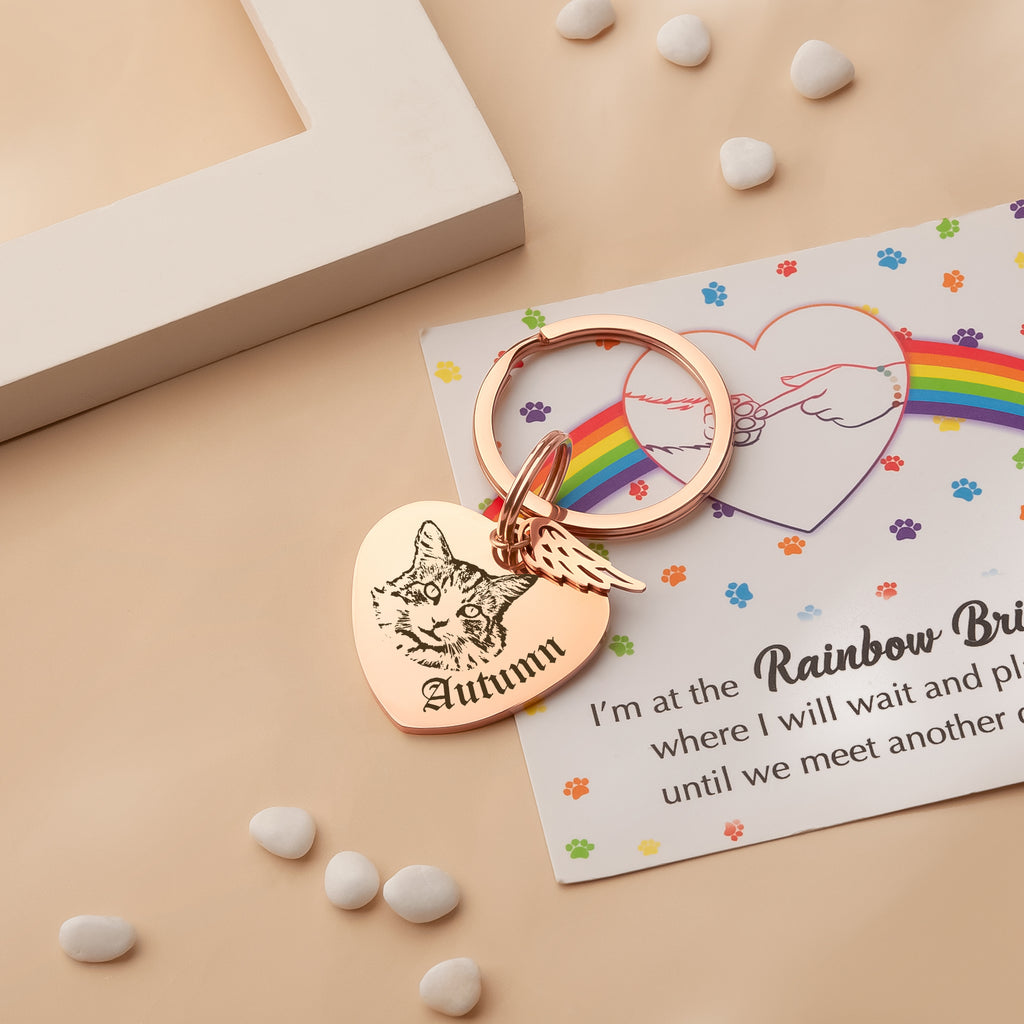 Pet Portrait Heart Pet Tag Key Chain