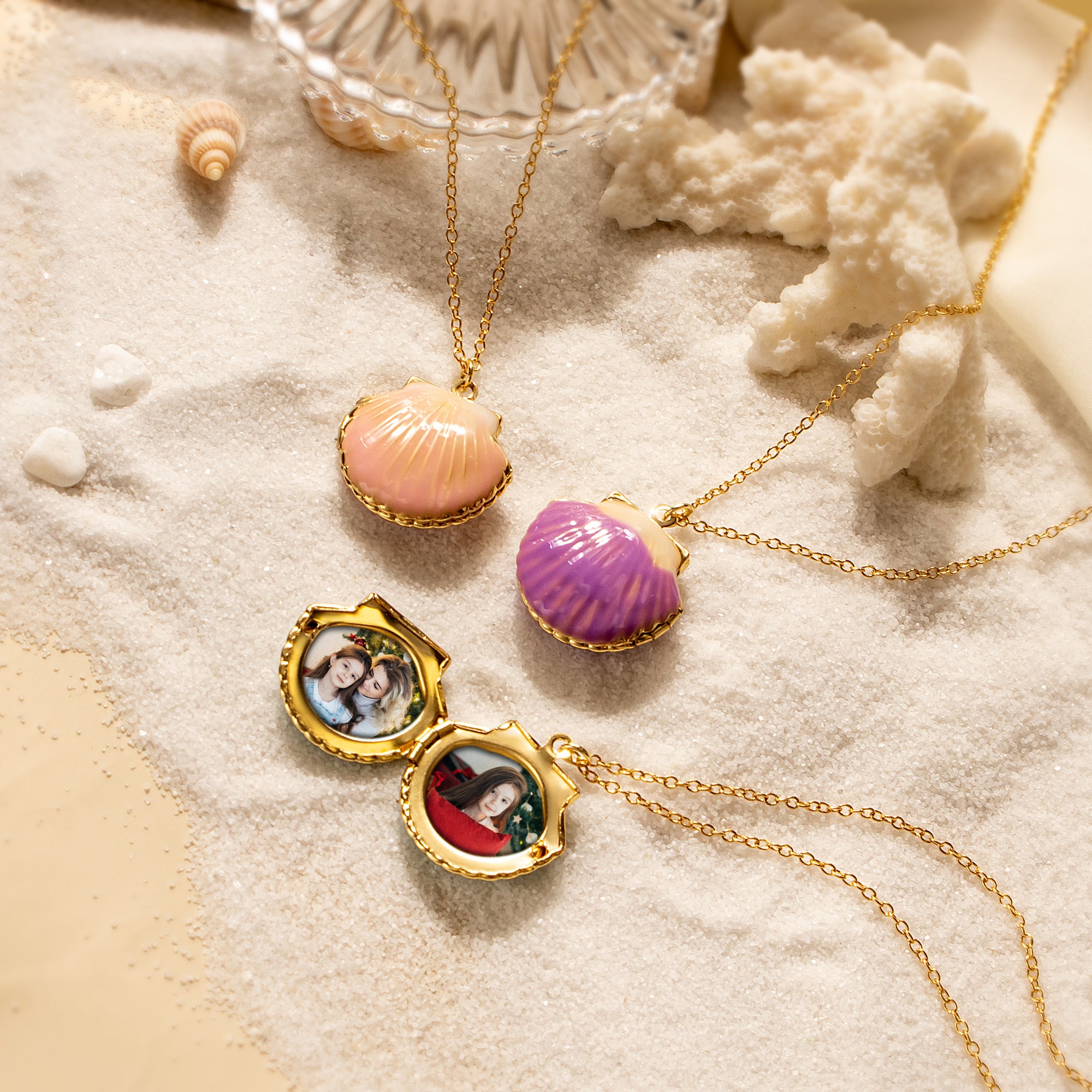 Custom Seashell Photo Locket Necklace