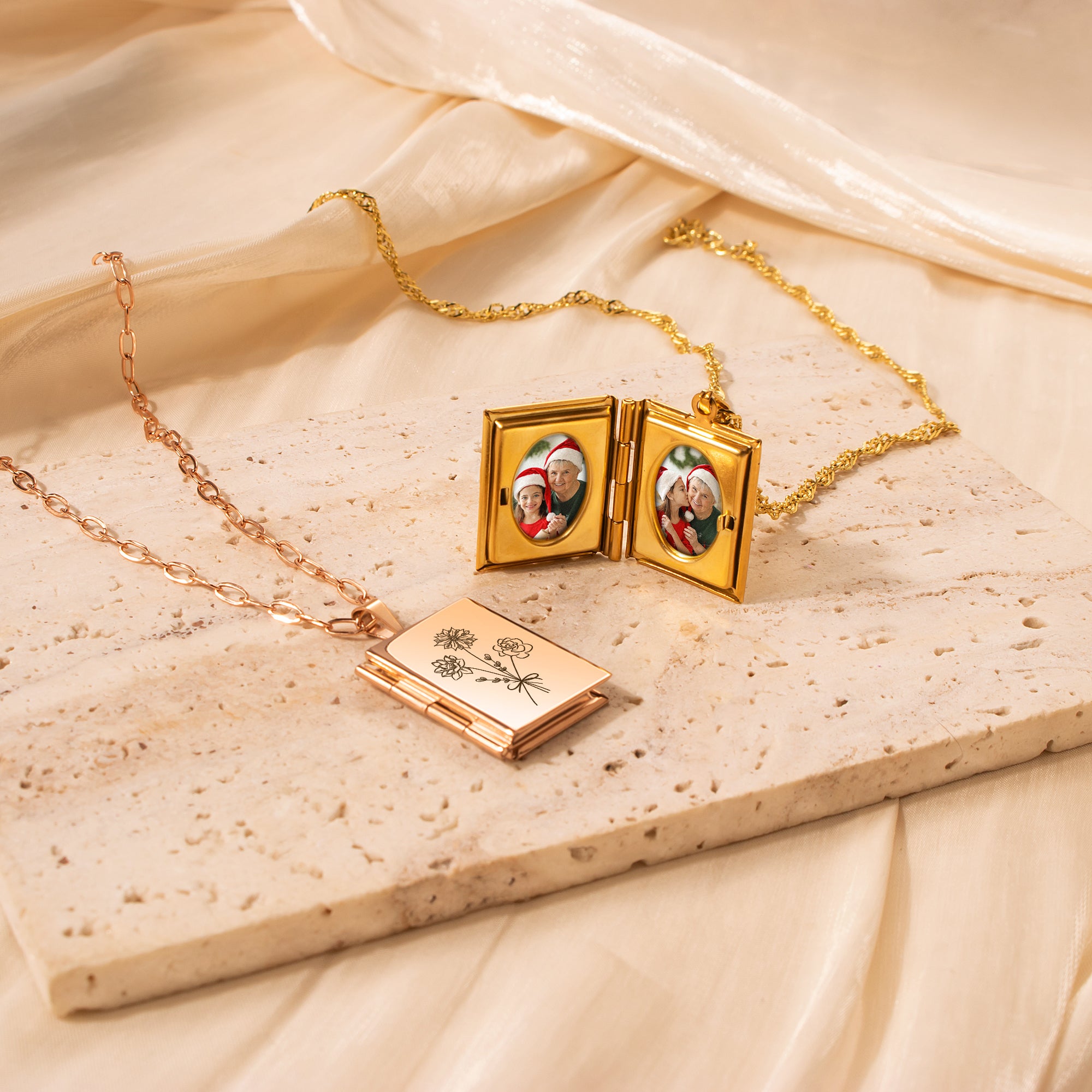 Square Build Your Own Bouquet Photo Locket Necklace