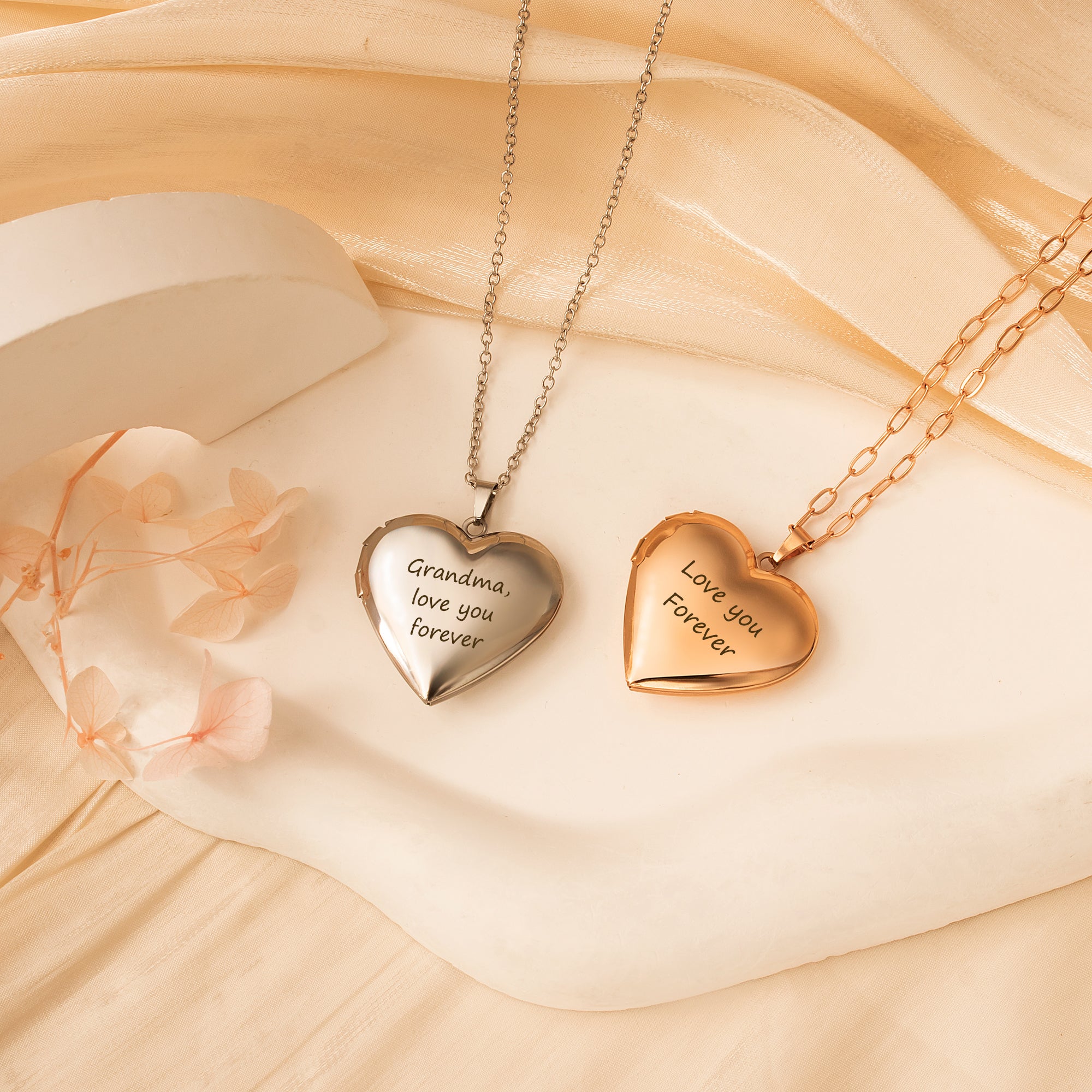 Personalized Heart Photo Locket Necklace