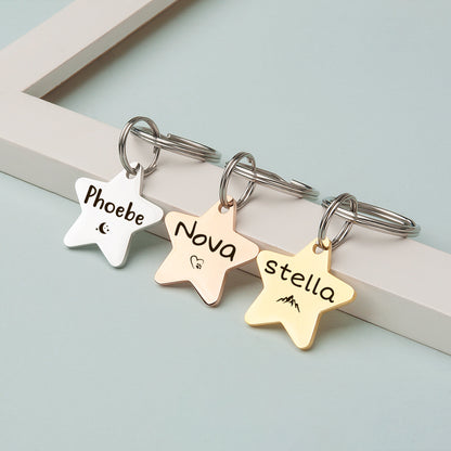 Personalized Star Shaped Name and Icon Pet ID Dog Tag