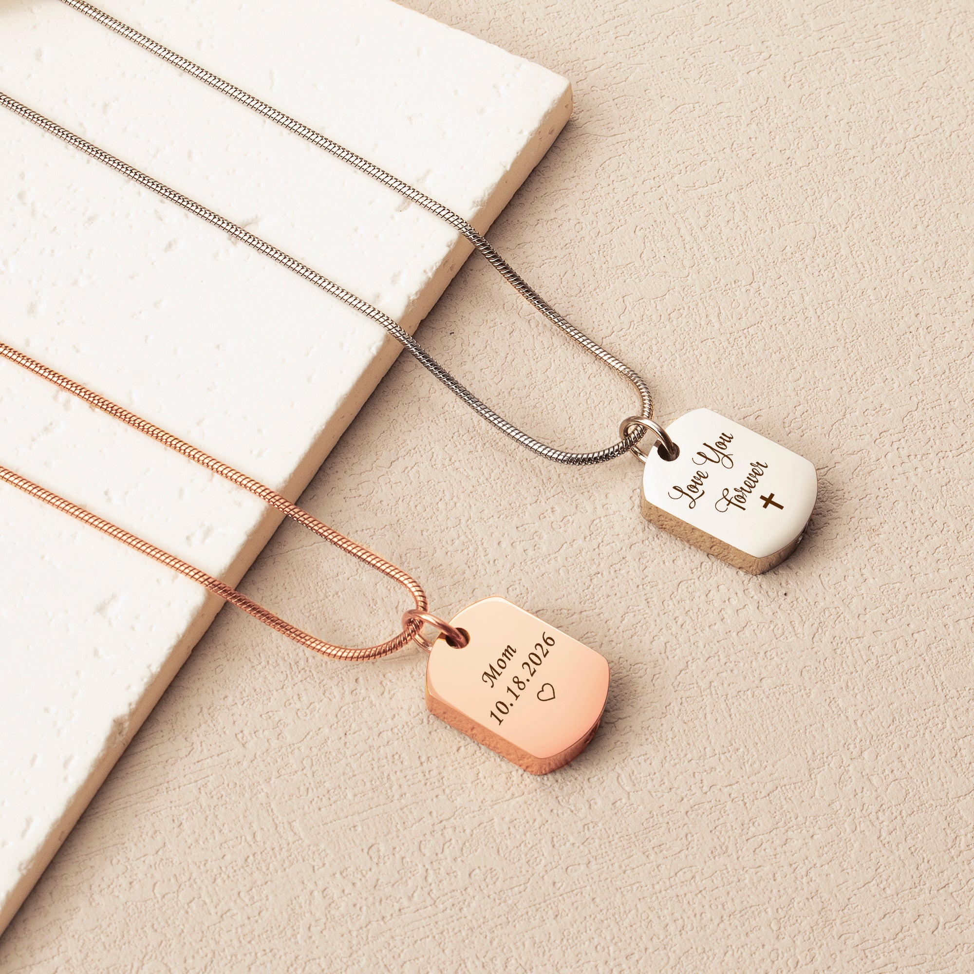 Stainless Steel Memorial Dog Tag Urn Necklace