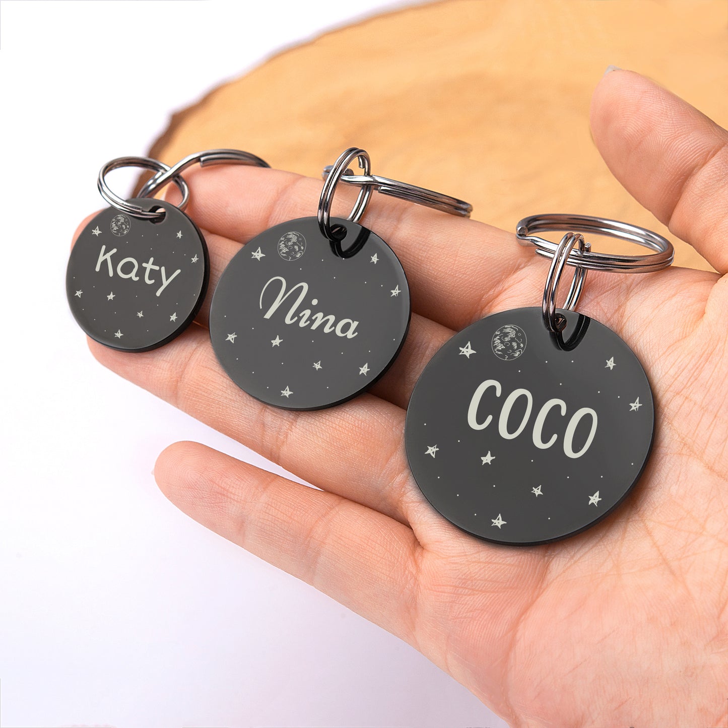 Personalize Space Round Shaped Pet ID Dog Tag for Cat or Dog