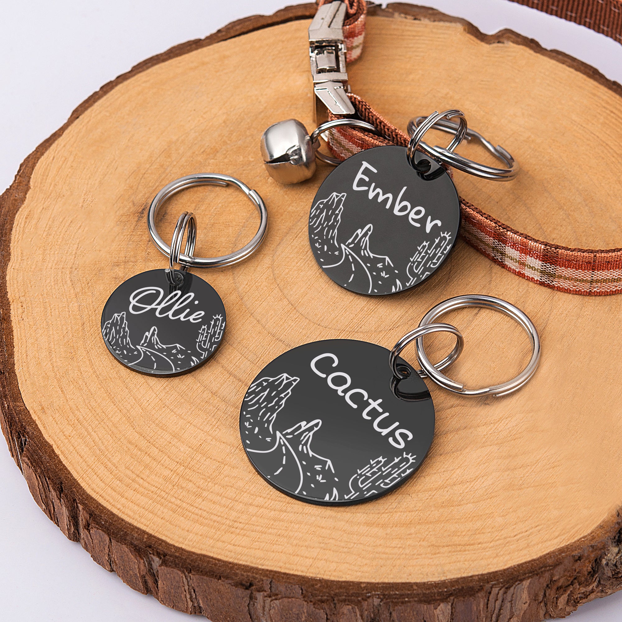 Rocky Road Cactus Round Pet ID Dog Tag