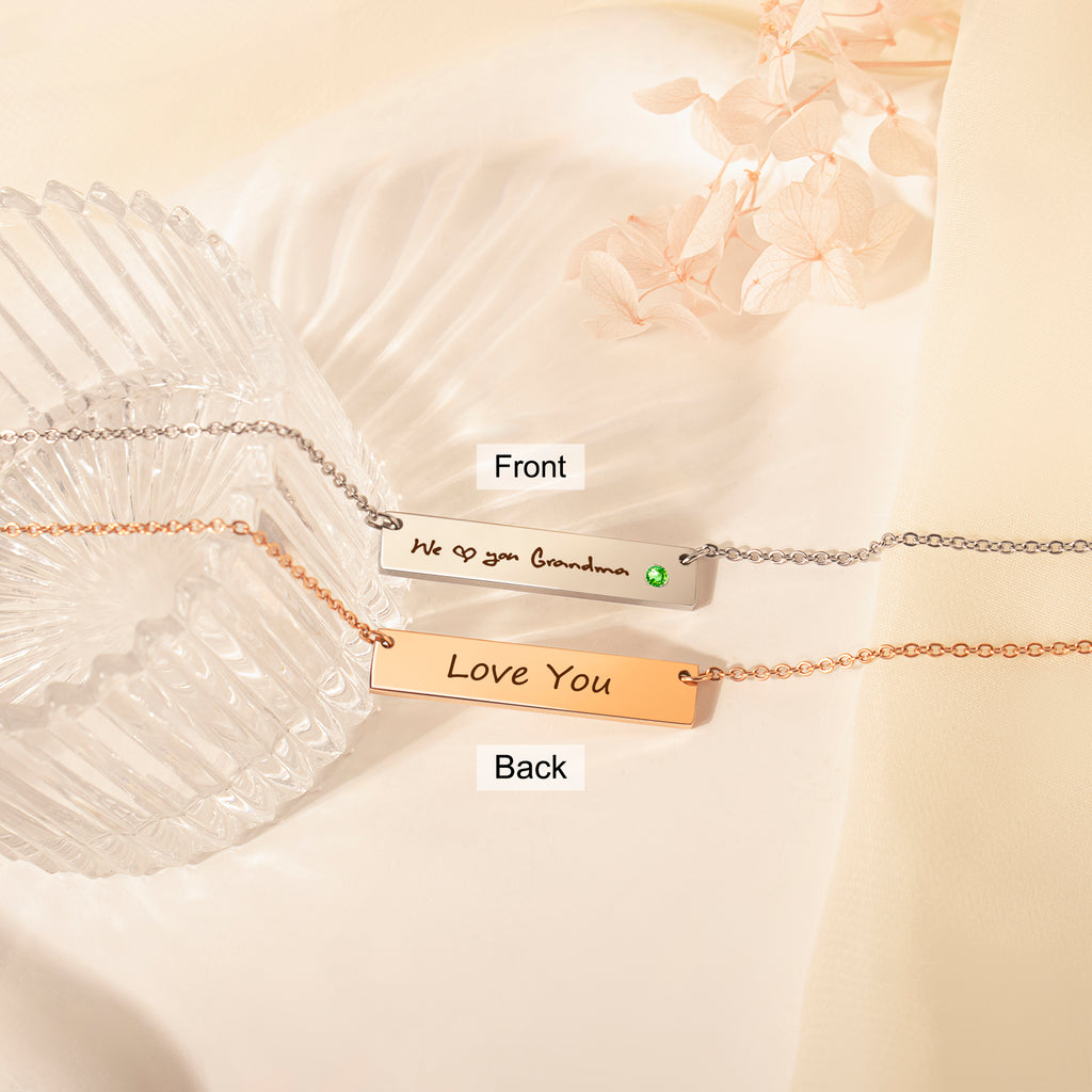Birthstone Bar Handwriting Necklace