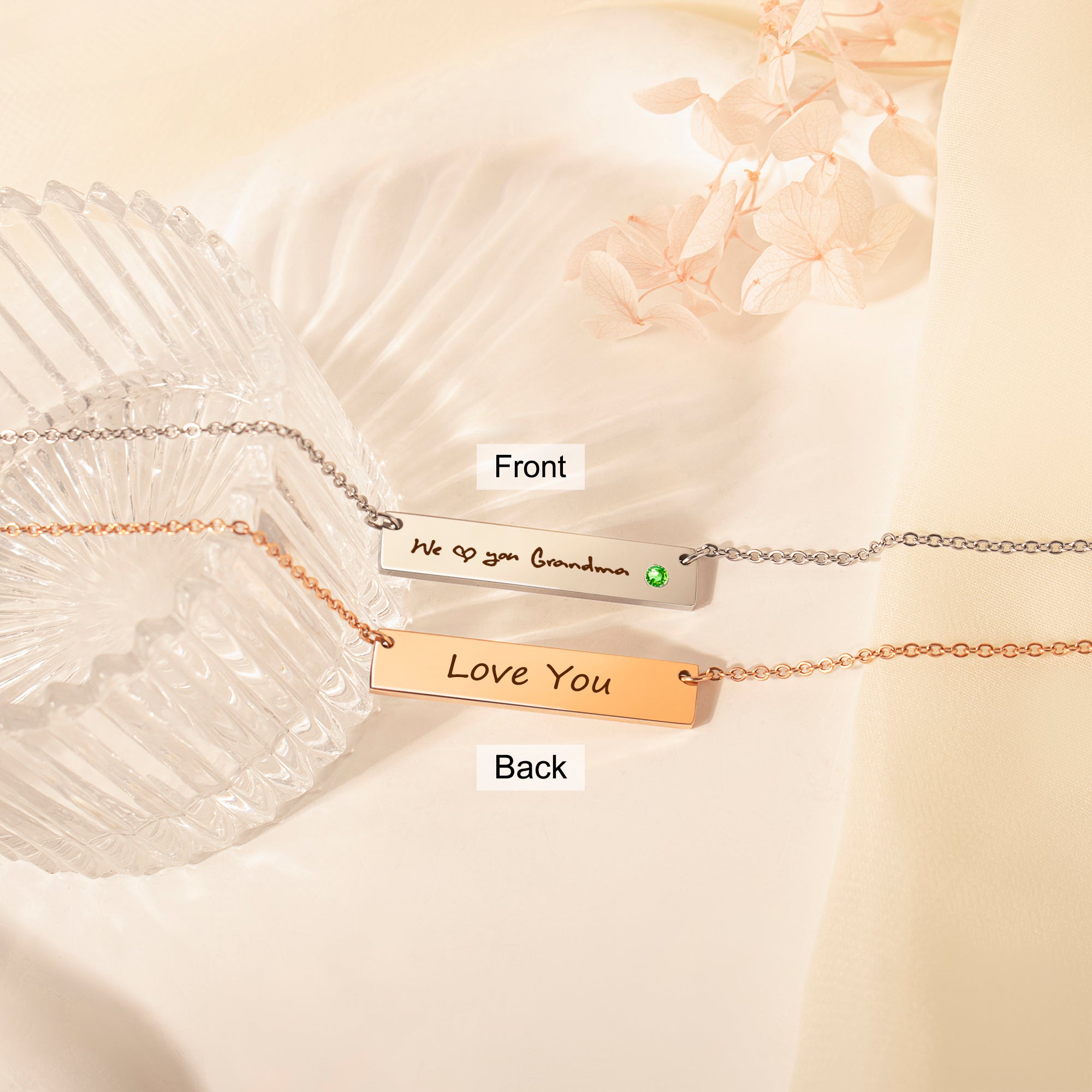 Birthstone Bar Handwriting Necklace