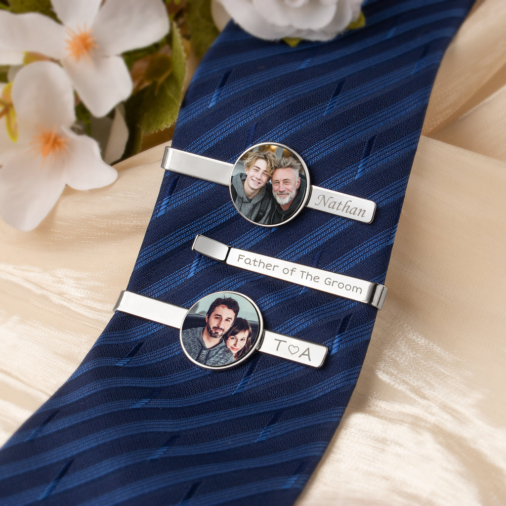 Custom Wedding Photo Tie Clip
