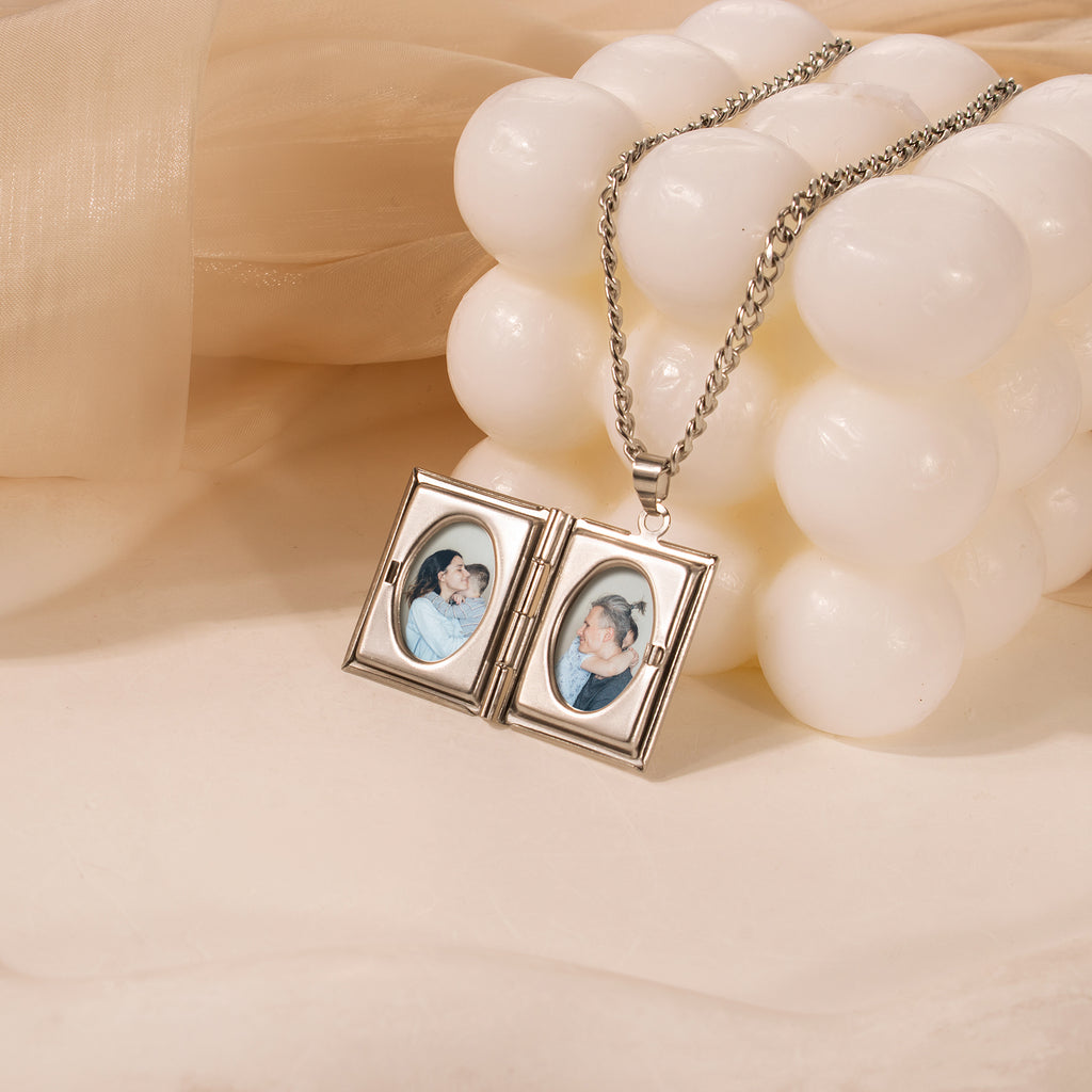 Square Photo Locket Necklace