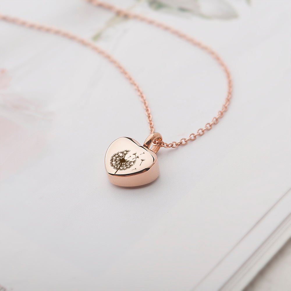 Birth Flower Mini Heart Memorial Necklace