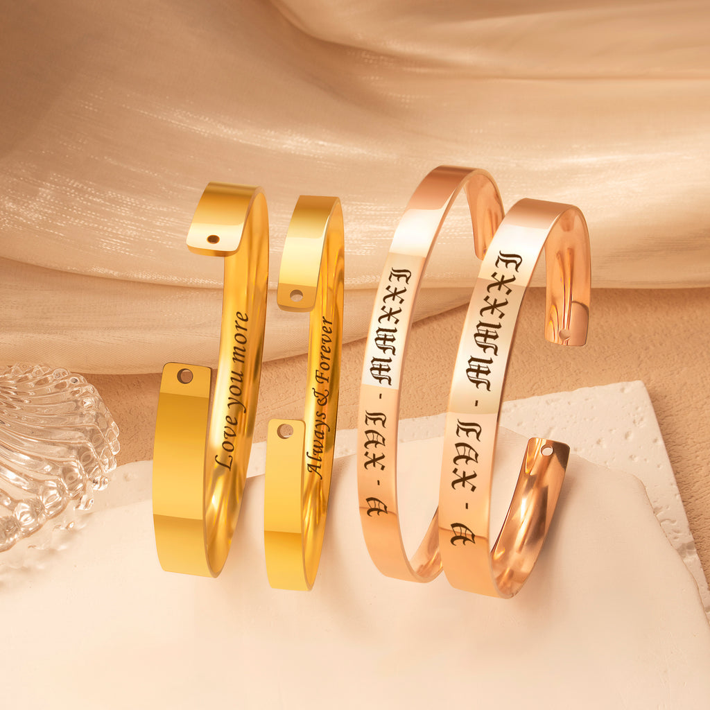 Custom 6mm and 8mm Matching Cuff Bangle Set