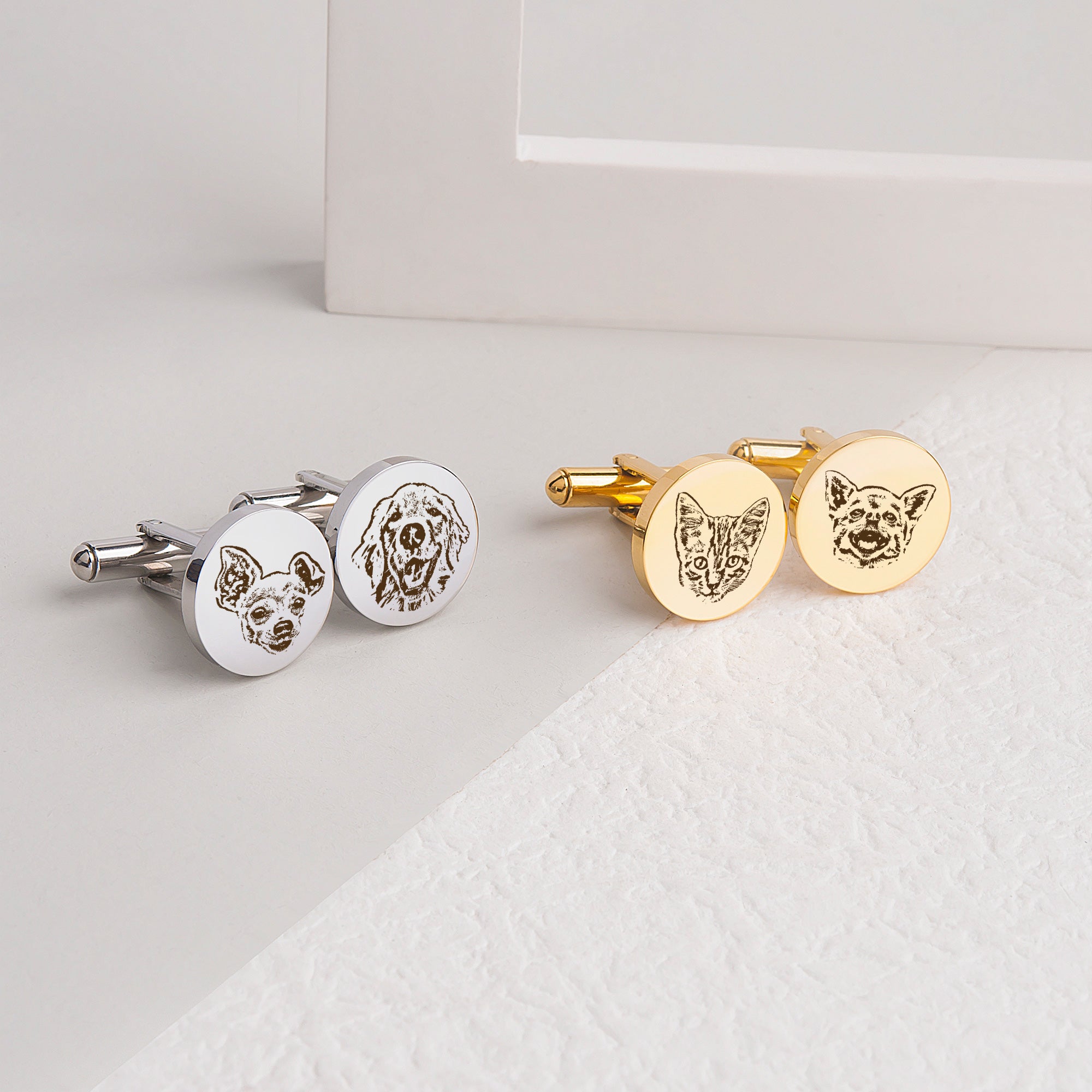Round Pet Portrait Cuff Links