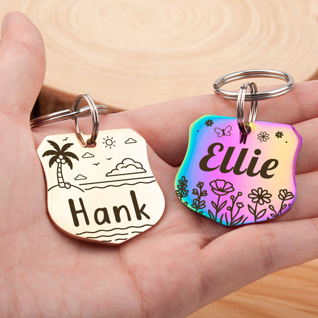 Personalized Shield Stainless Steel Pet ID Tag