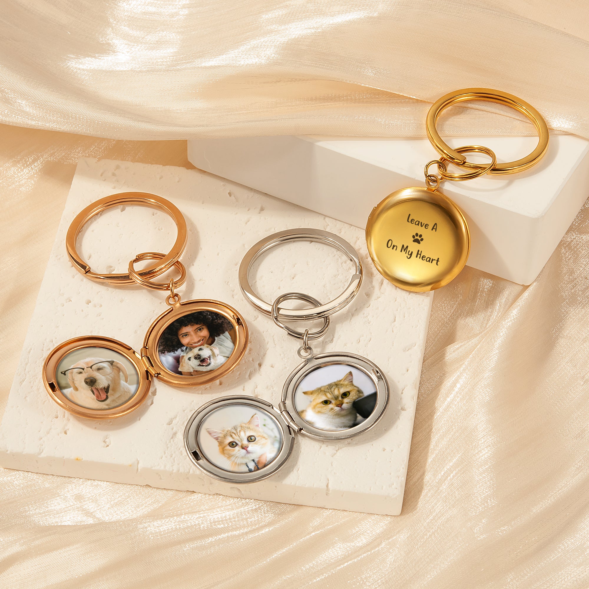 Custom Pet Photo Locket Key Chain