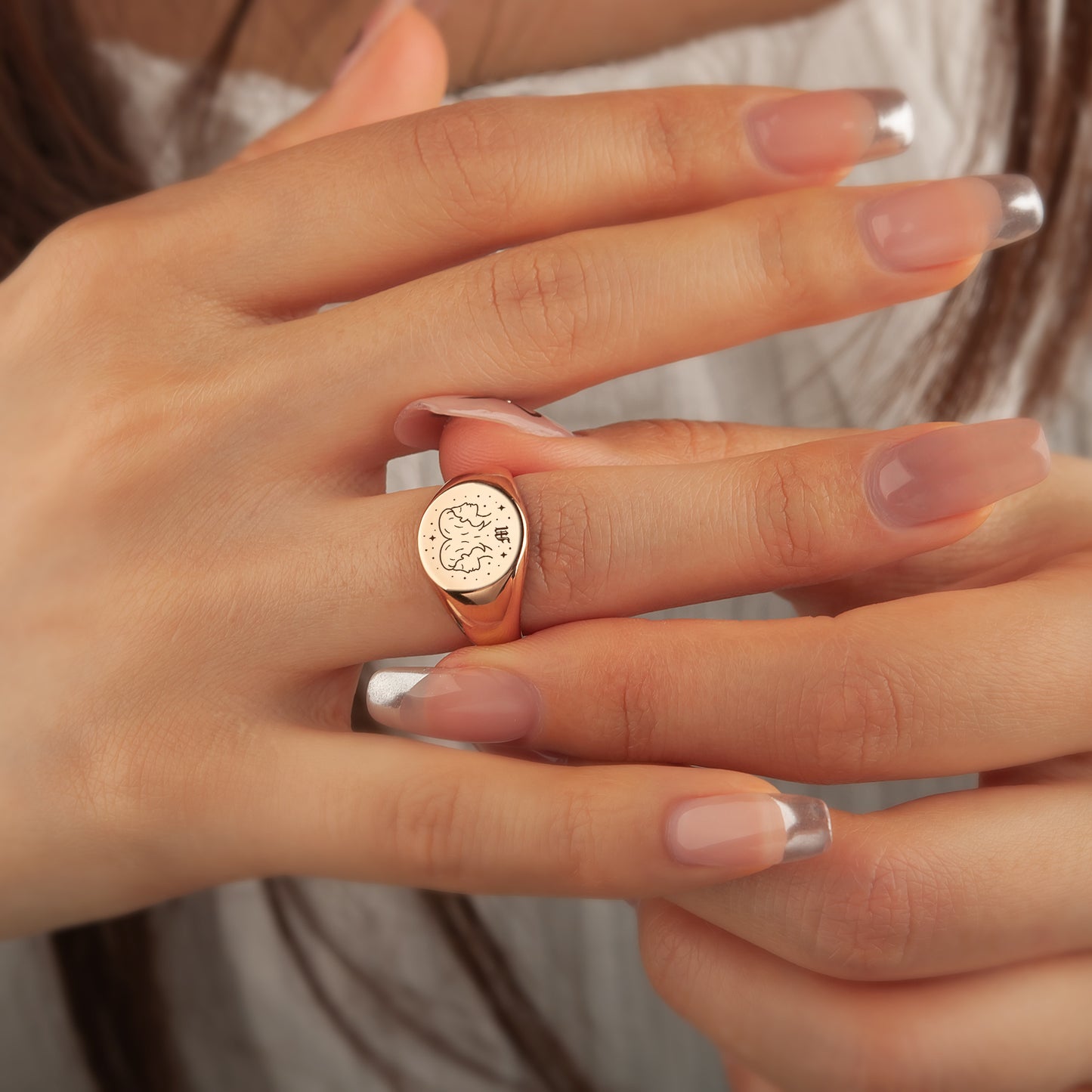 Custom Initial and Constellation Engraved Signet Ring