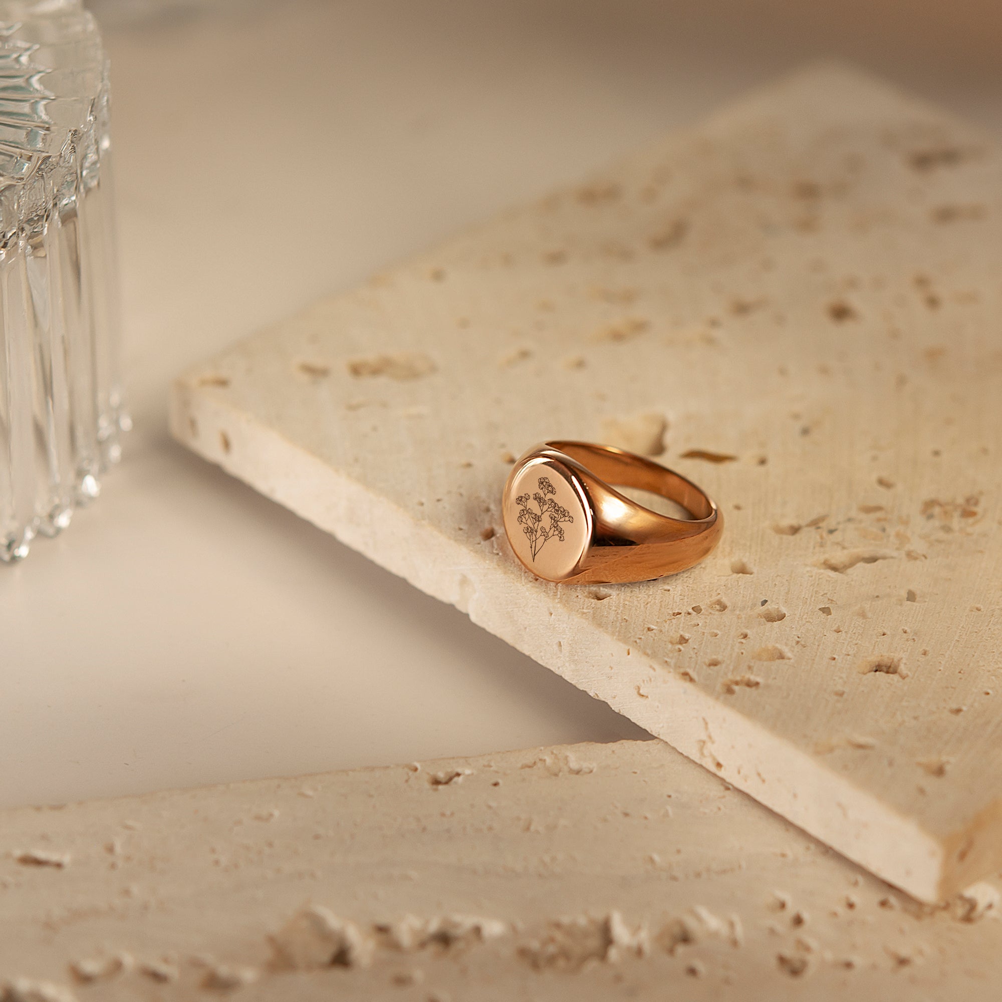 Birth Flower Signet Ring