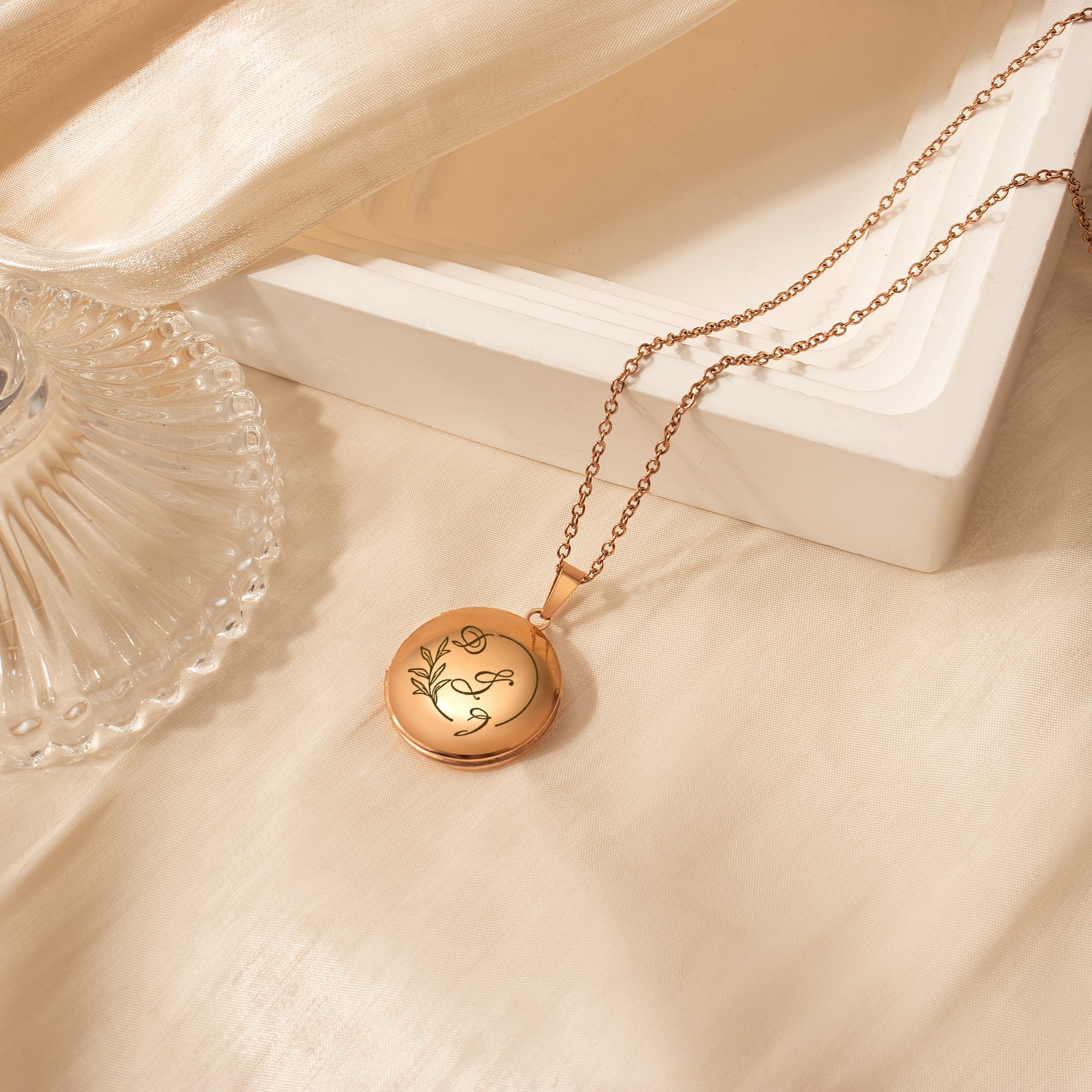 Round Logo Emblem Photo Locket Necklace