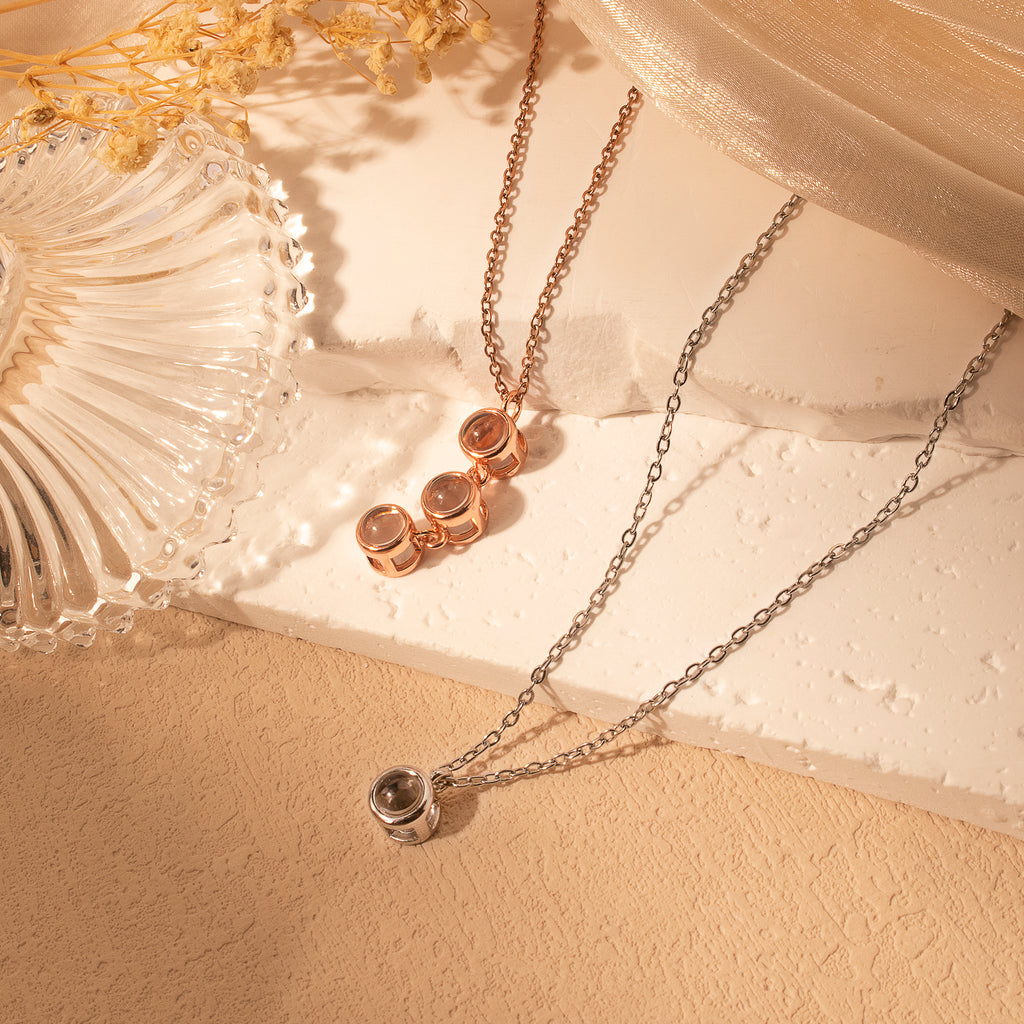 Round Multi-Photo Projection Pet Memorial Necklace
