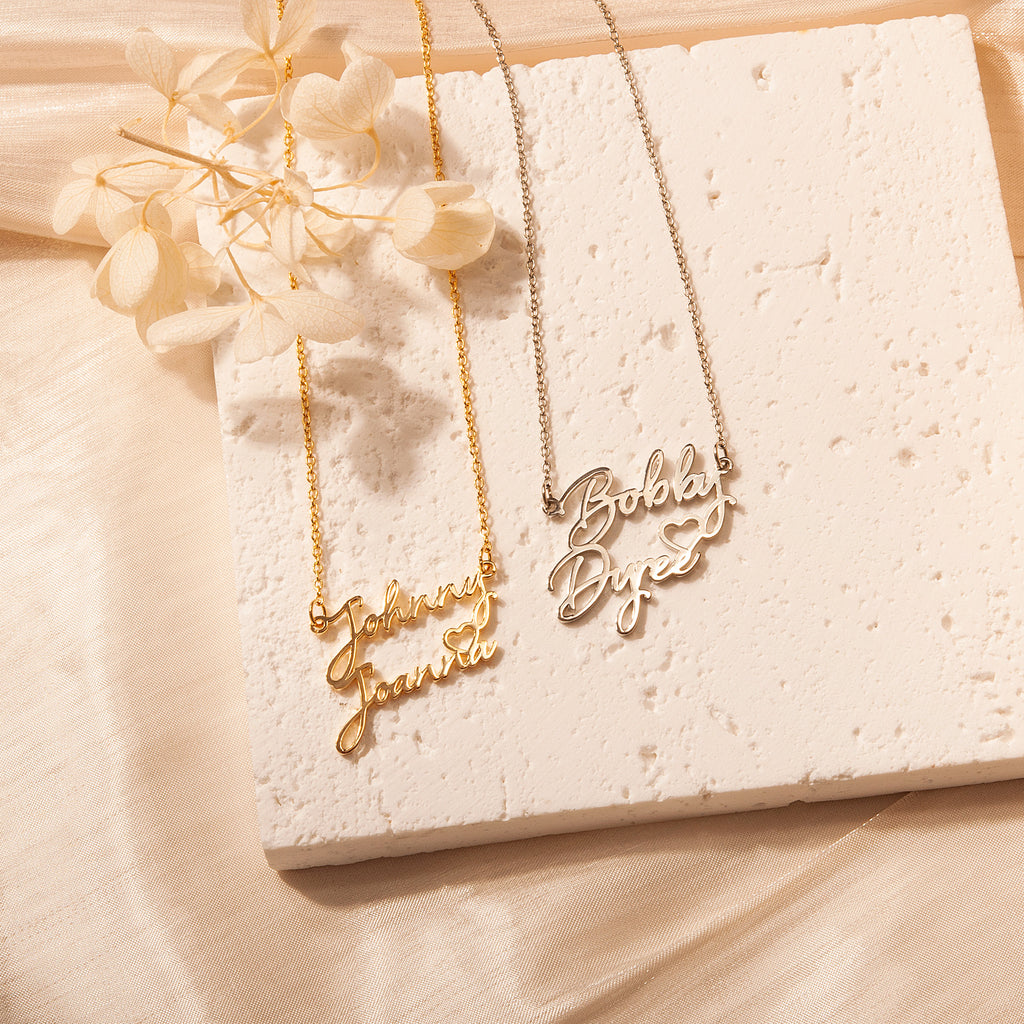 Couple's Name Necklace With Heart