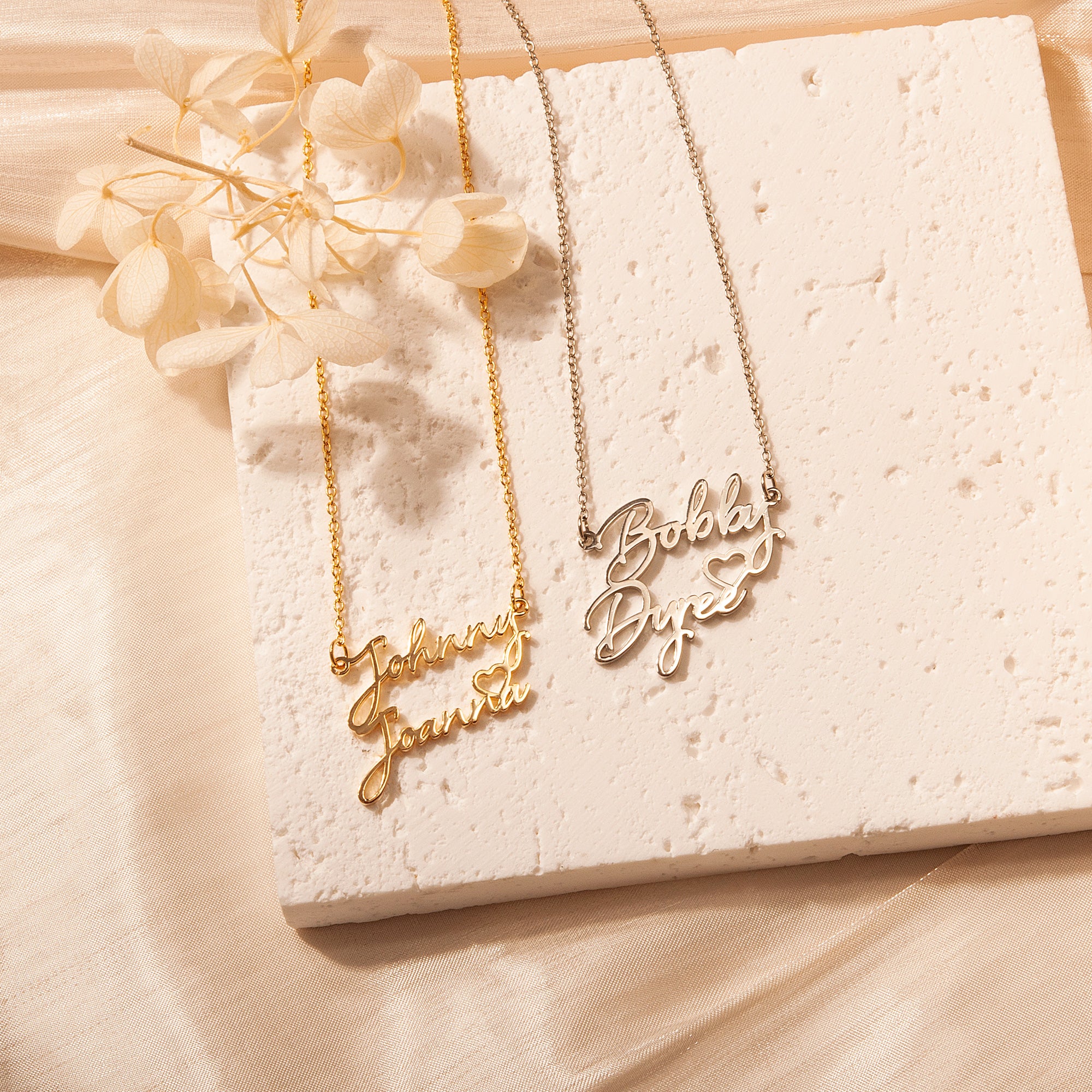 Couple's Name Necklace With Heart