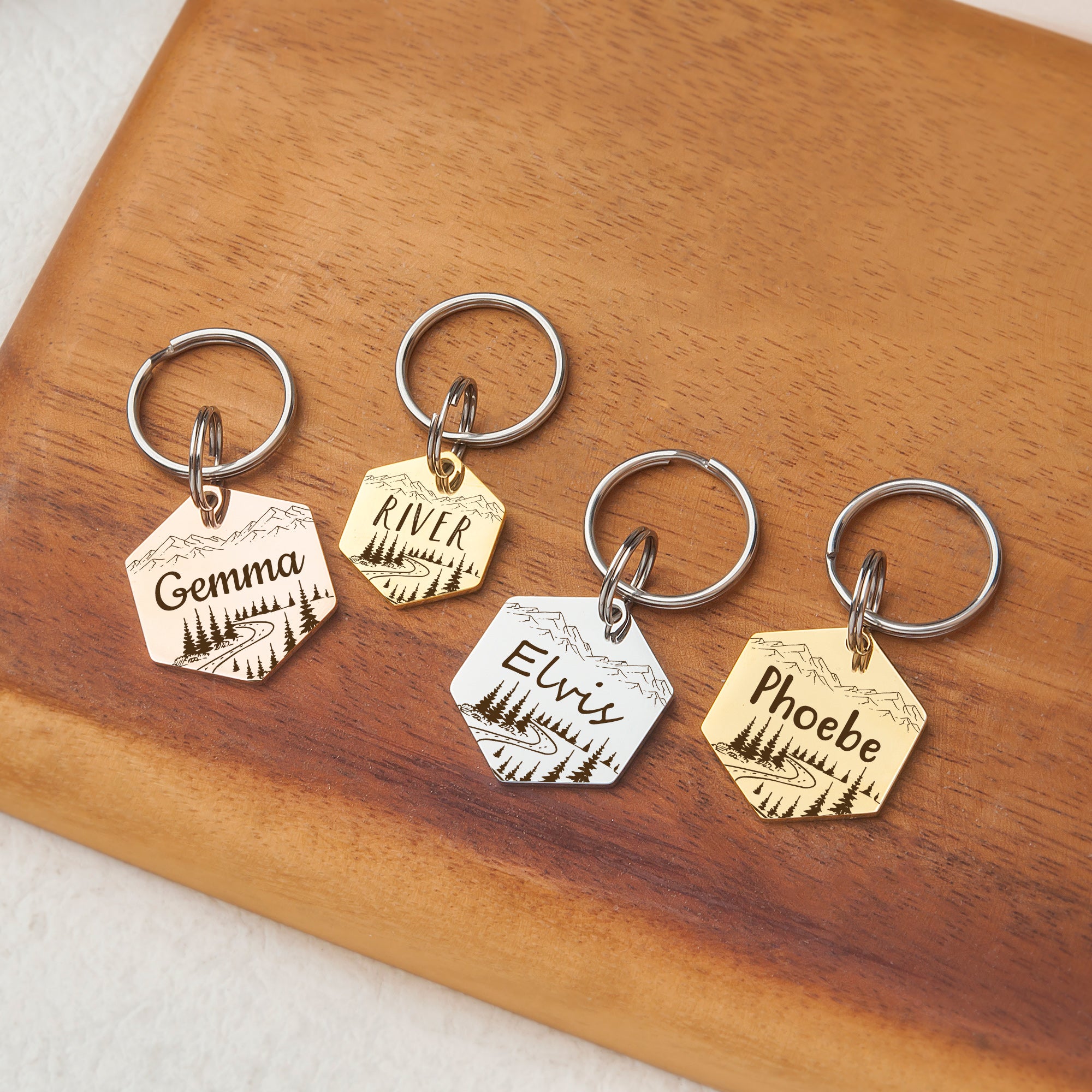 Hexagon Mountain Road  Pet ID Dog Tag