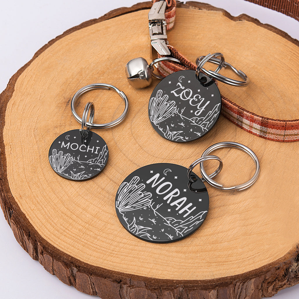 Desert Cactus Round Pet ID Tag